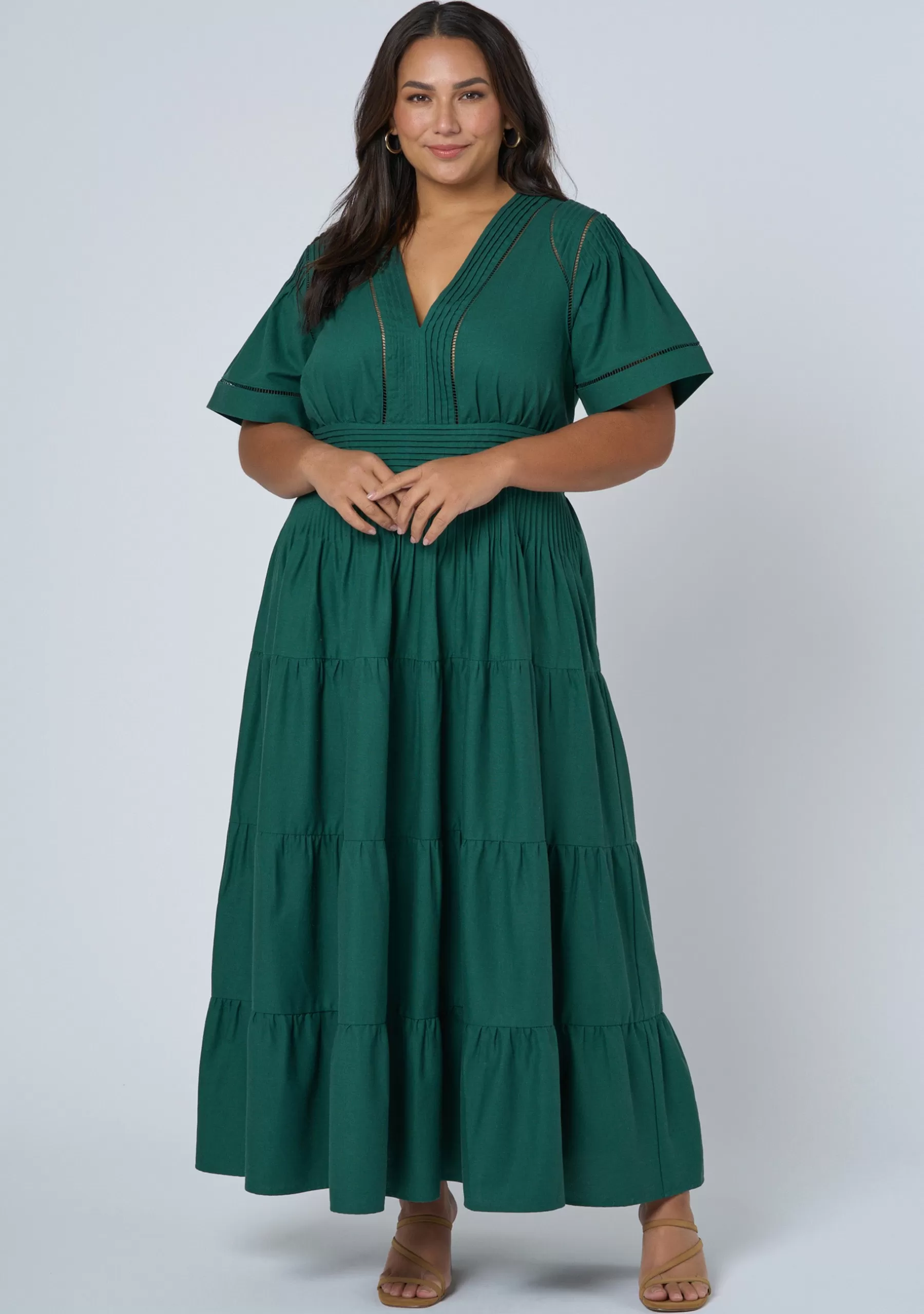 Curve Project Maxi Dresses>Abby Linen Maxi Dress