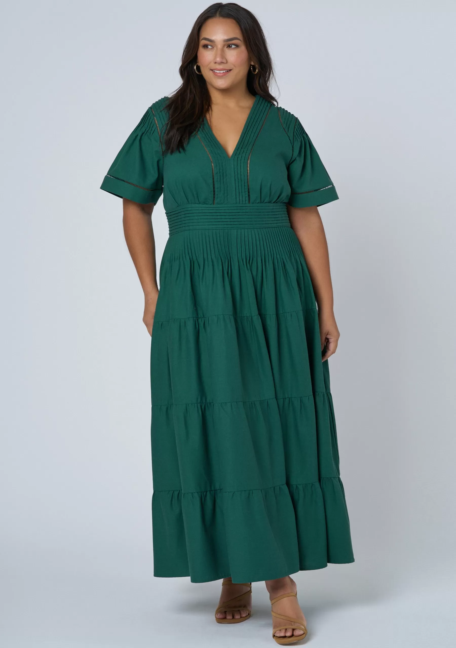 Curve Project Maxi Dresses>Abby Linen Maxi Dress