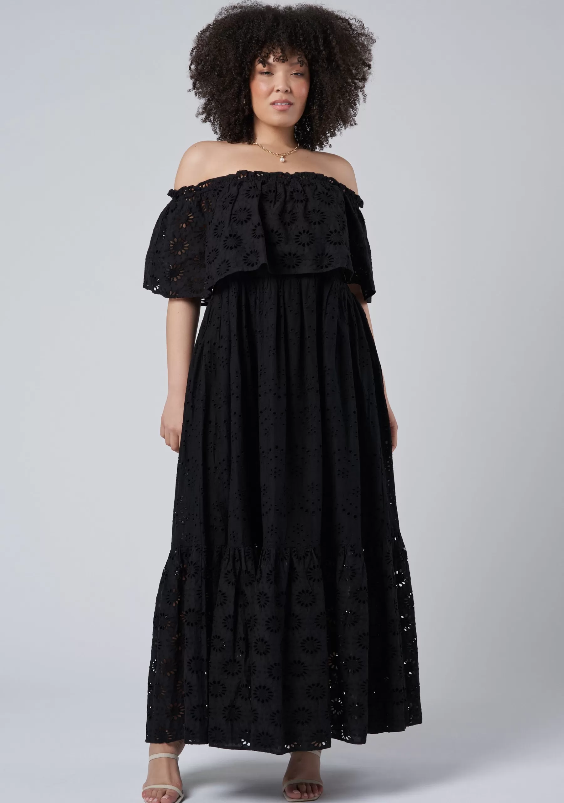 Curve Project Maxi Dresses>Aelita Broderie Maxi Dress