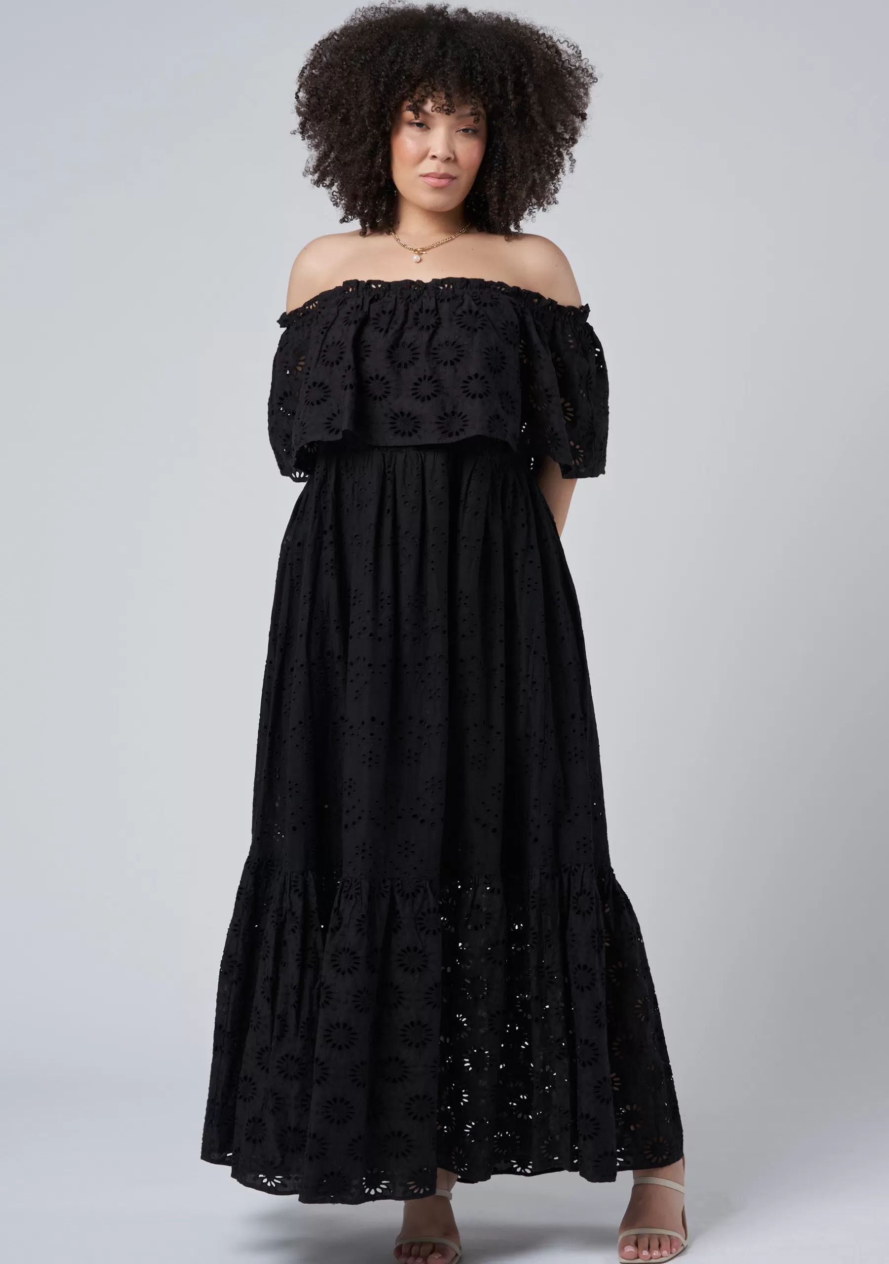 Curve Project Maxi Dresses>Aelita Broderie Maxi Dress