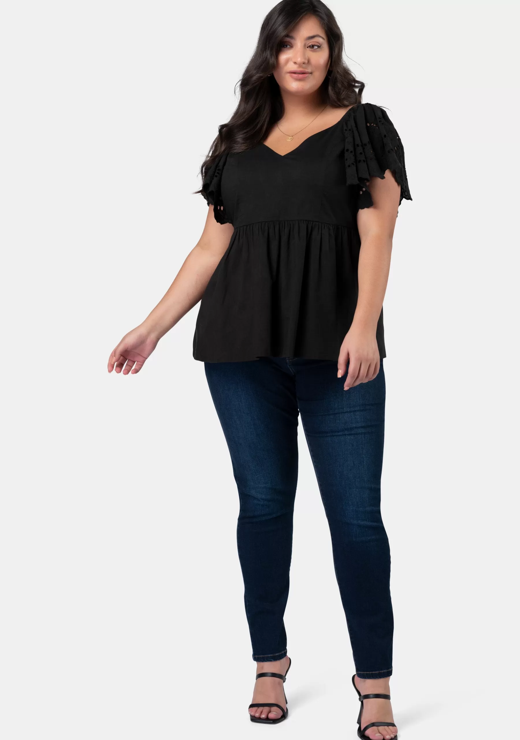 Curve Project Shirts & Blouses>Alexis Broderie Sleeve Top