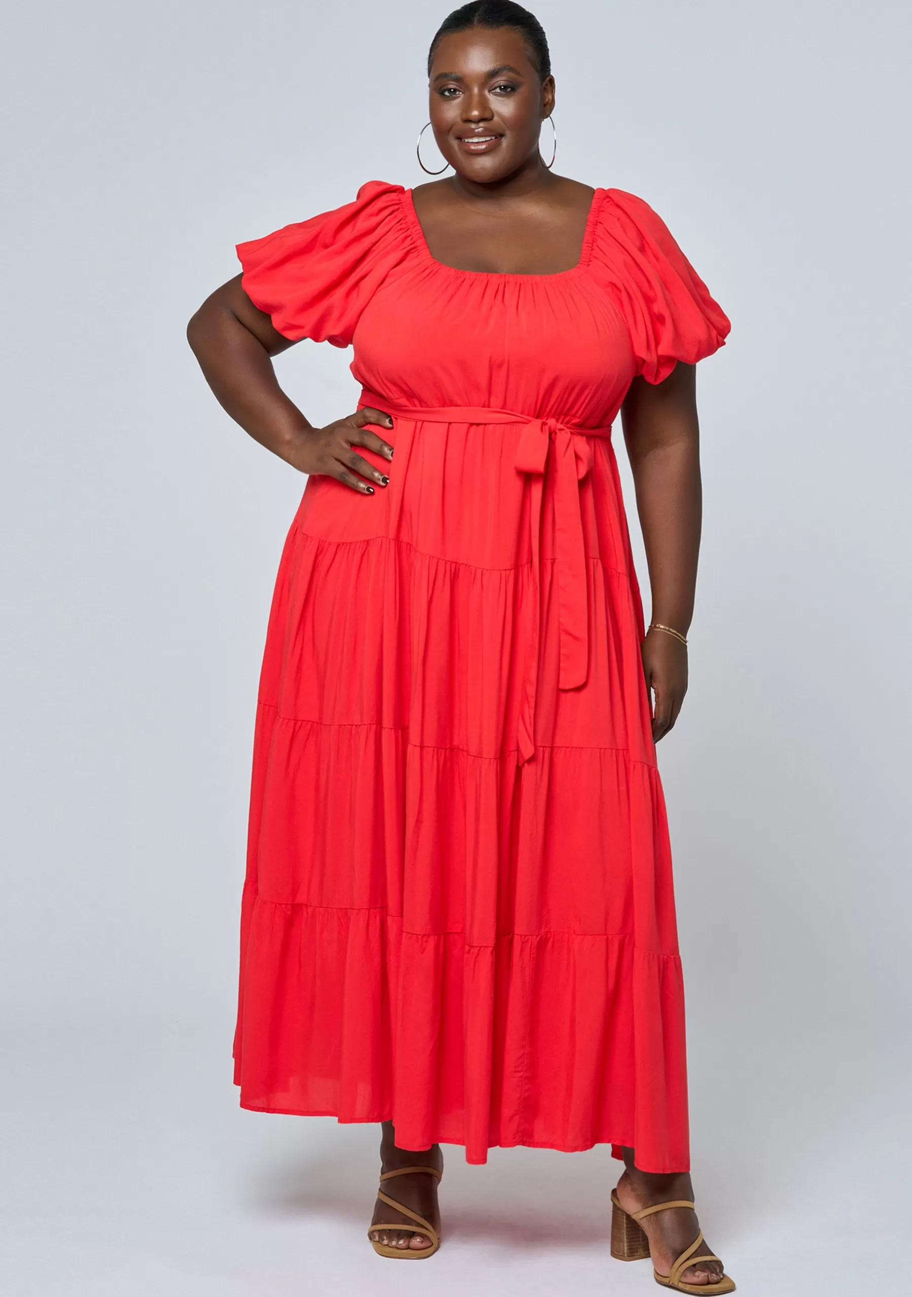 Curve Project Midi Dresses>Aria Tiered Midi Dress