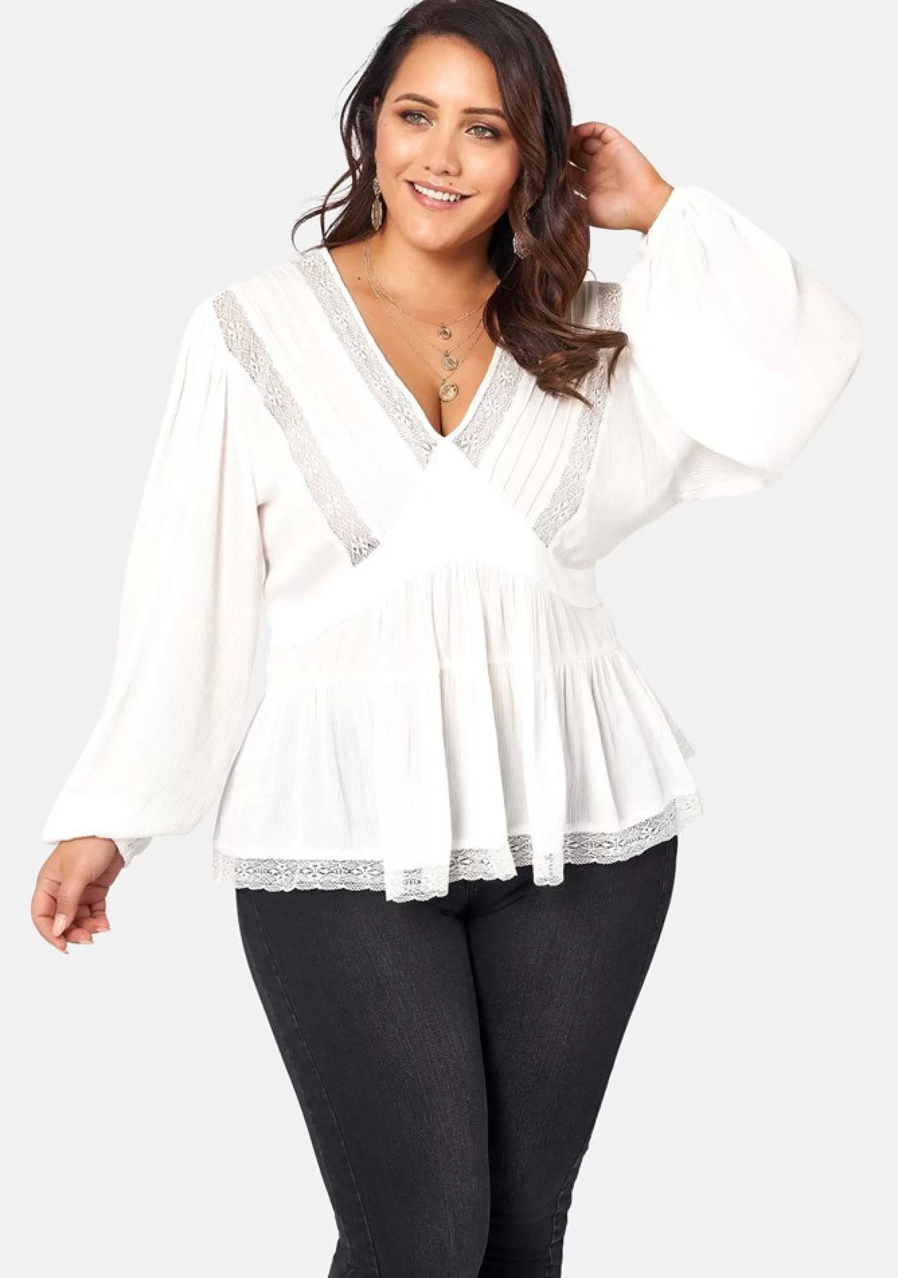 Curve Project Shirts & Blouses>Astral Passenger Lace Blouse