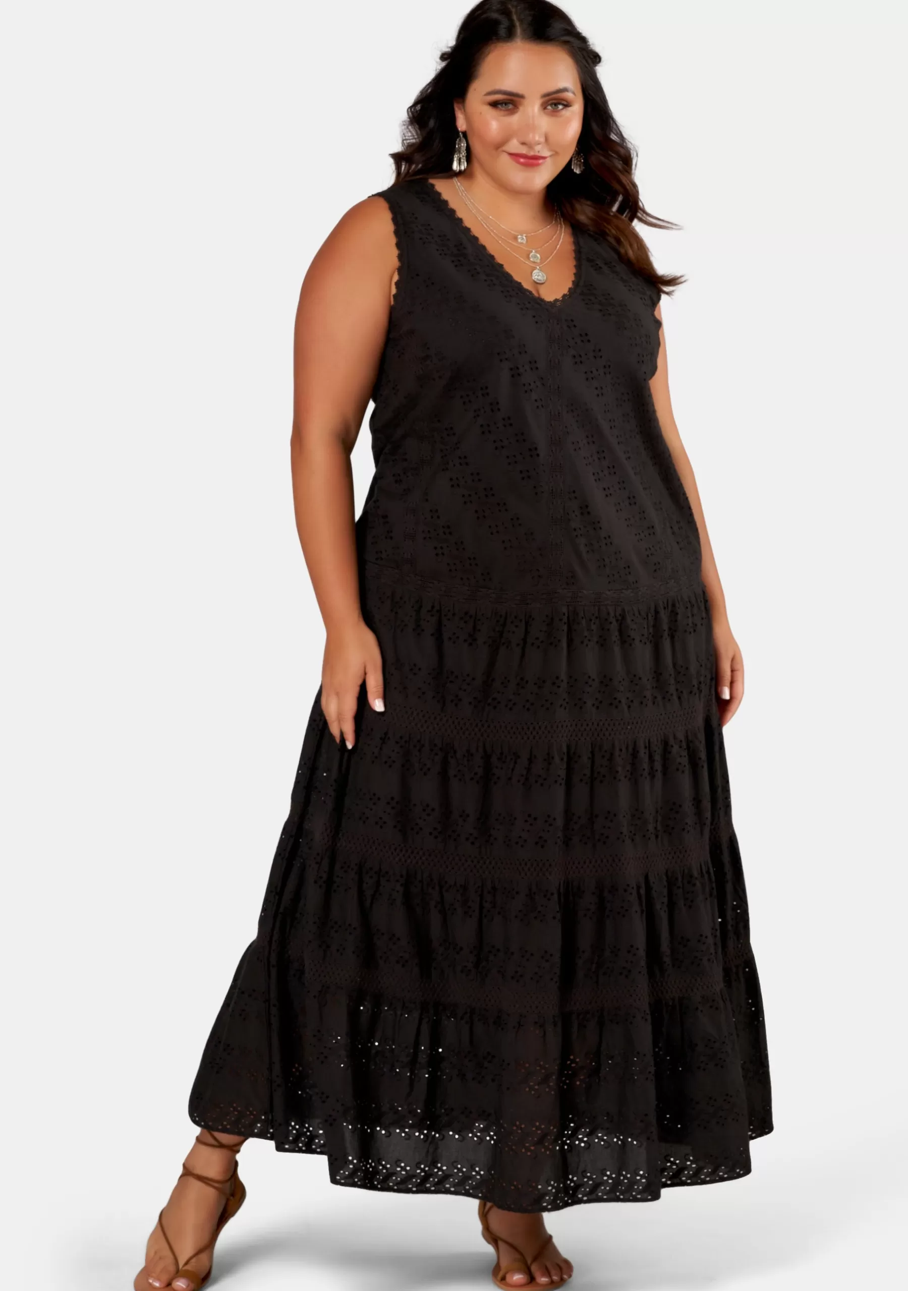 Curve Project Maxi Dresses>Beach Bliss Embroidered Dress