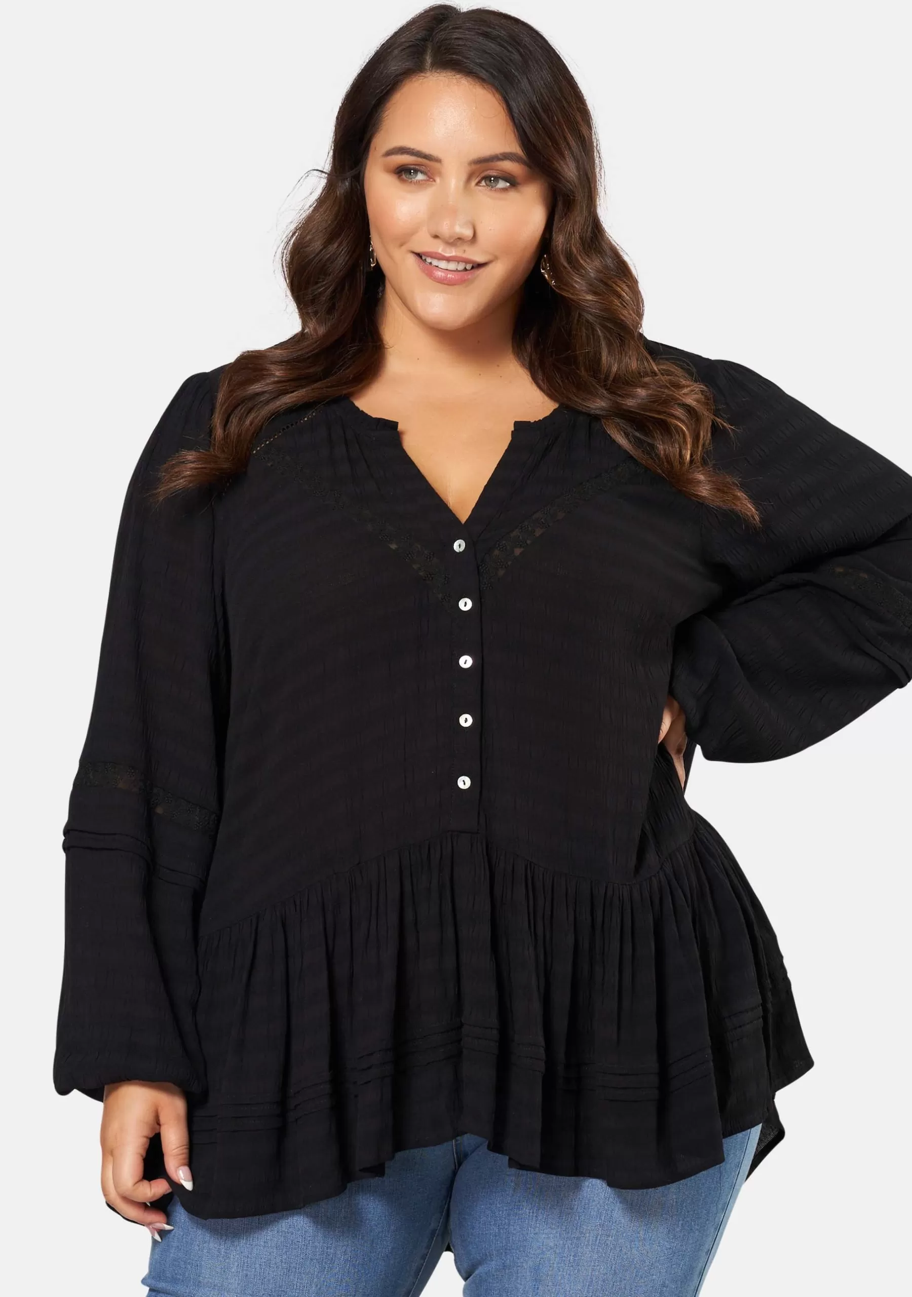 Curve Project Shirts & Blouses>Benoite Peplum Blouse