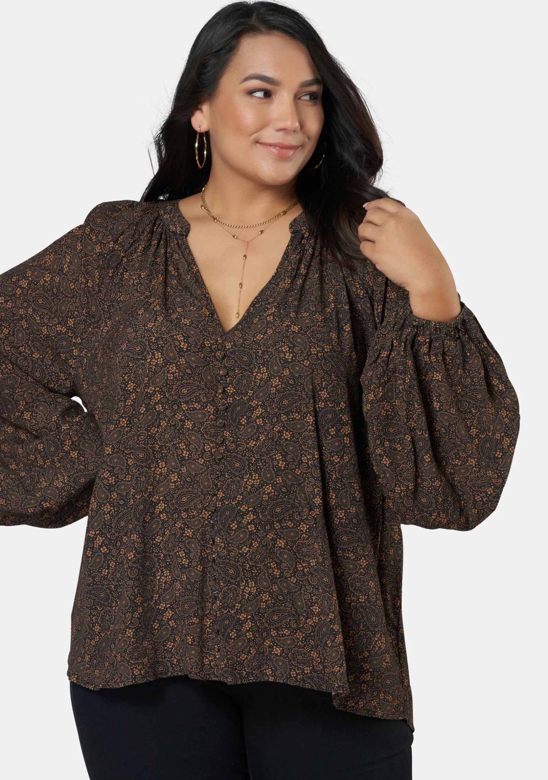Curve Project Shirts & Blouses>Betsy Print Blouse