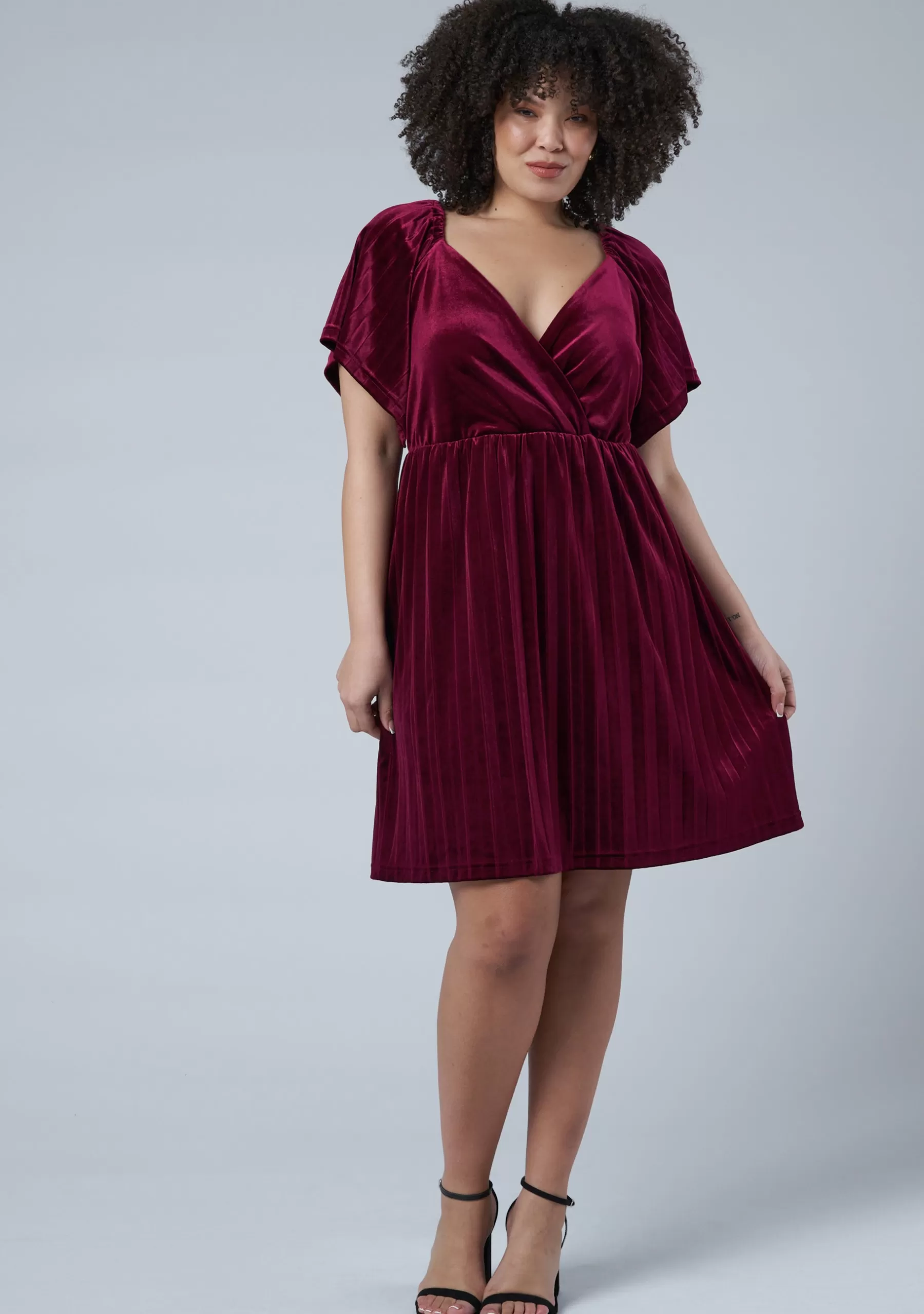 Curve Project Mini Dresses>Blushy Worthy Velvet Dress