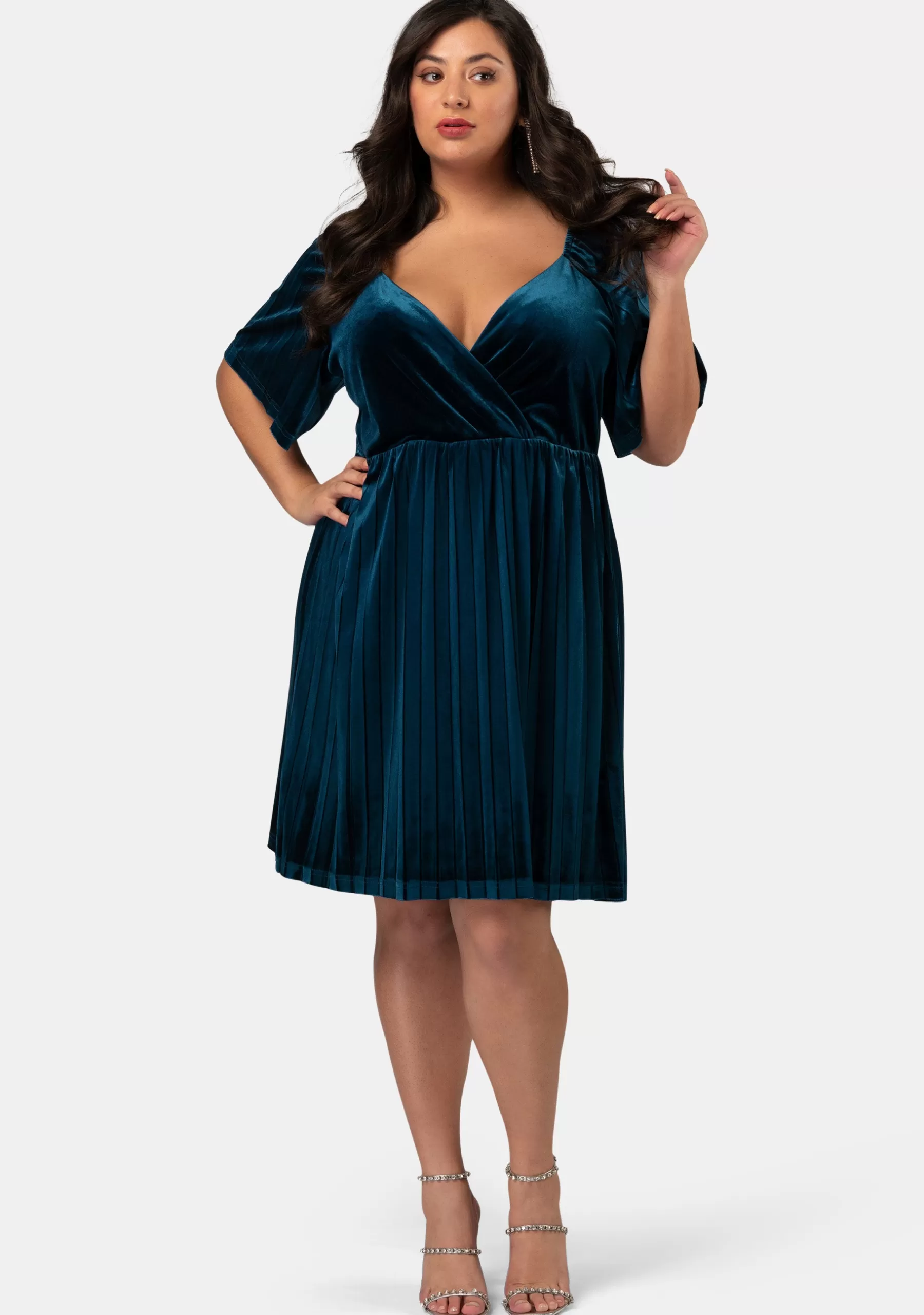 Curve Project Mini Dresses>Blushy Worthy Velvet Dress