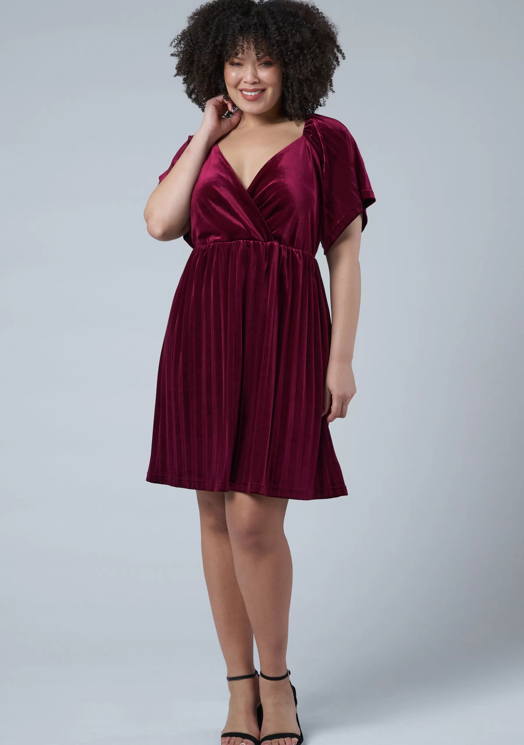 Curve Project Mini Dresses>Blushy Worthy Velvet Dress