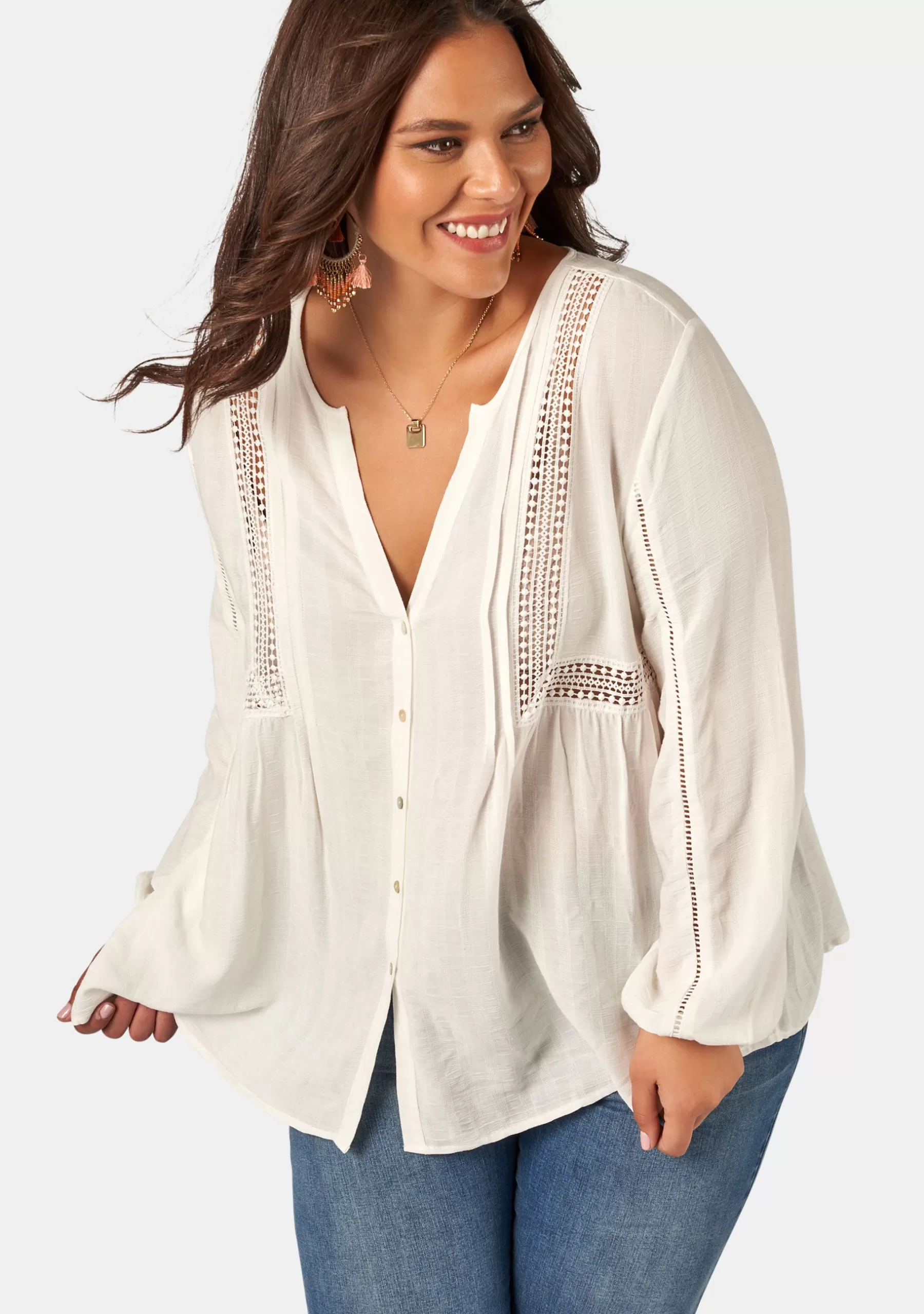 Curve Project Shirts & Blouses>Bridget Crochet Blouse