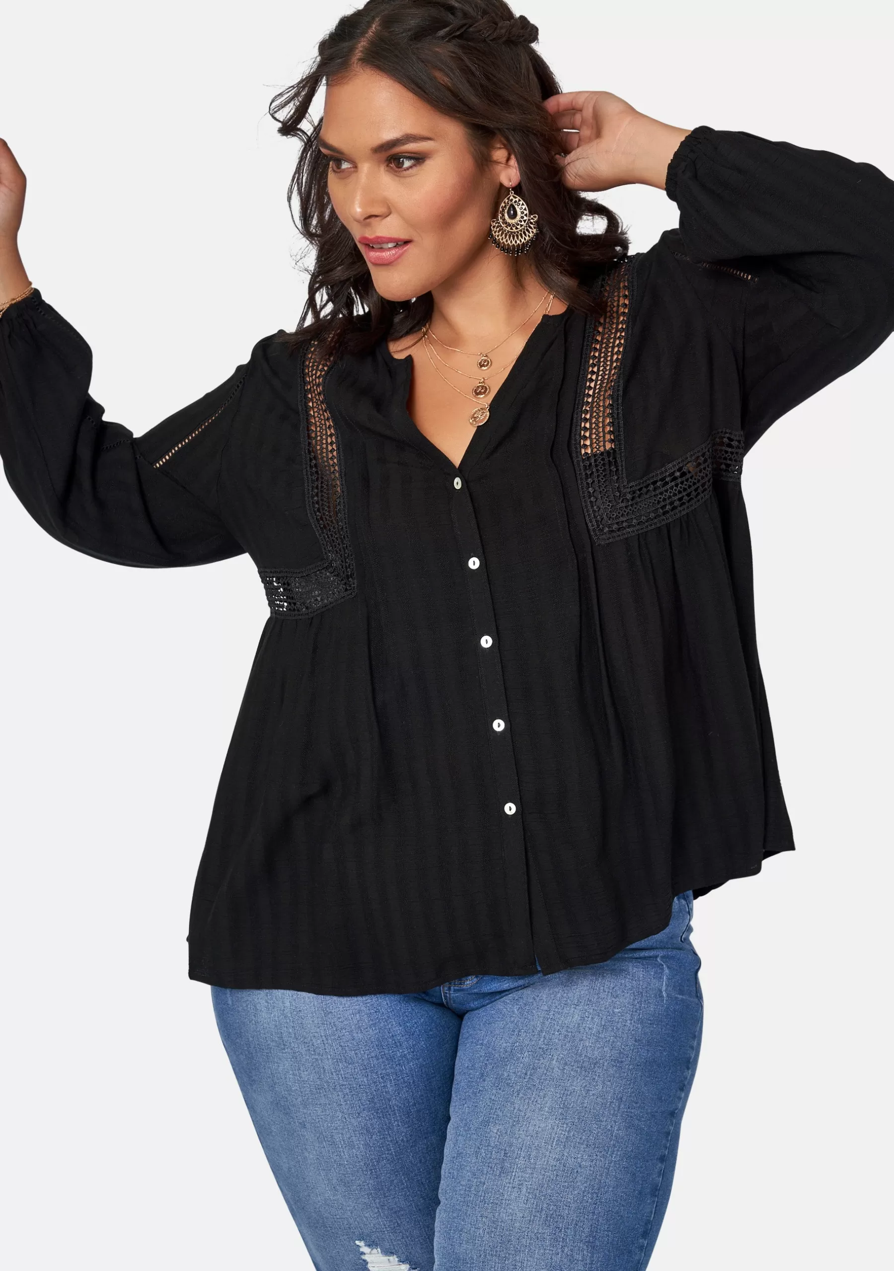 Curve Project Shirts & Blouses>Bridget Crochet Blouse