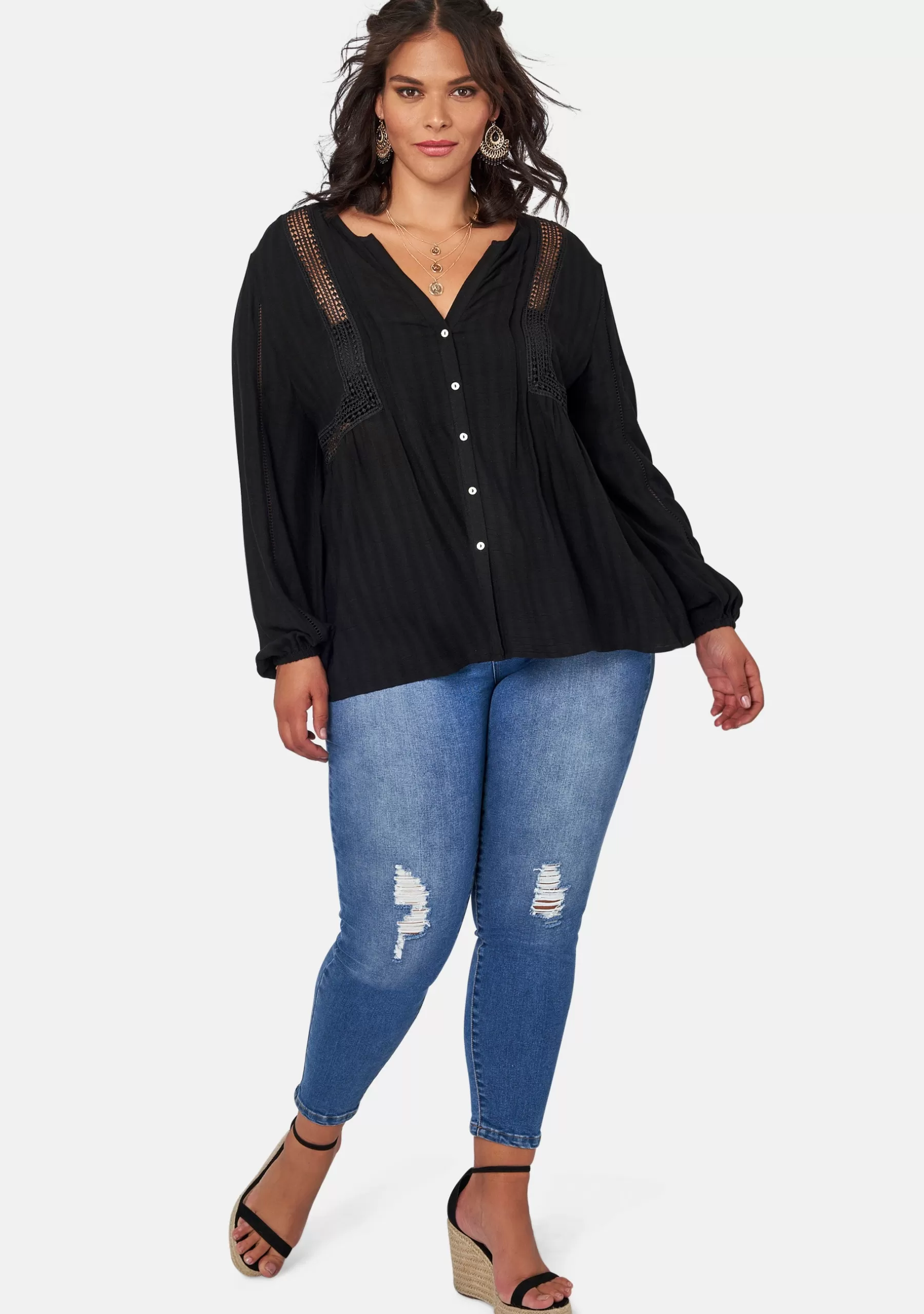 Curve Project Shirts & Blouses>Bridget Crochet Blouse