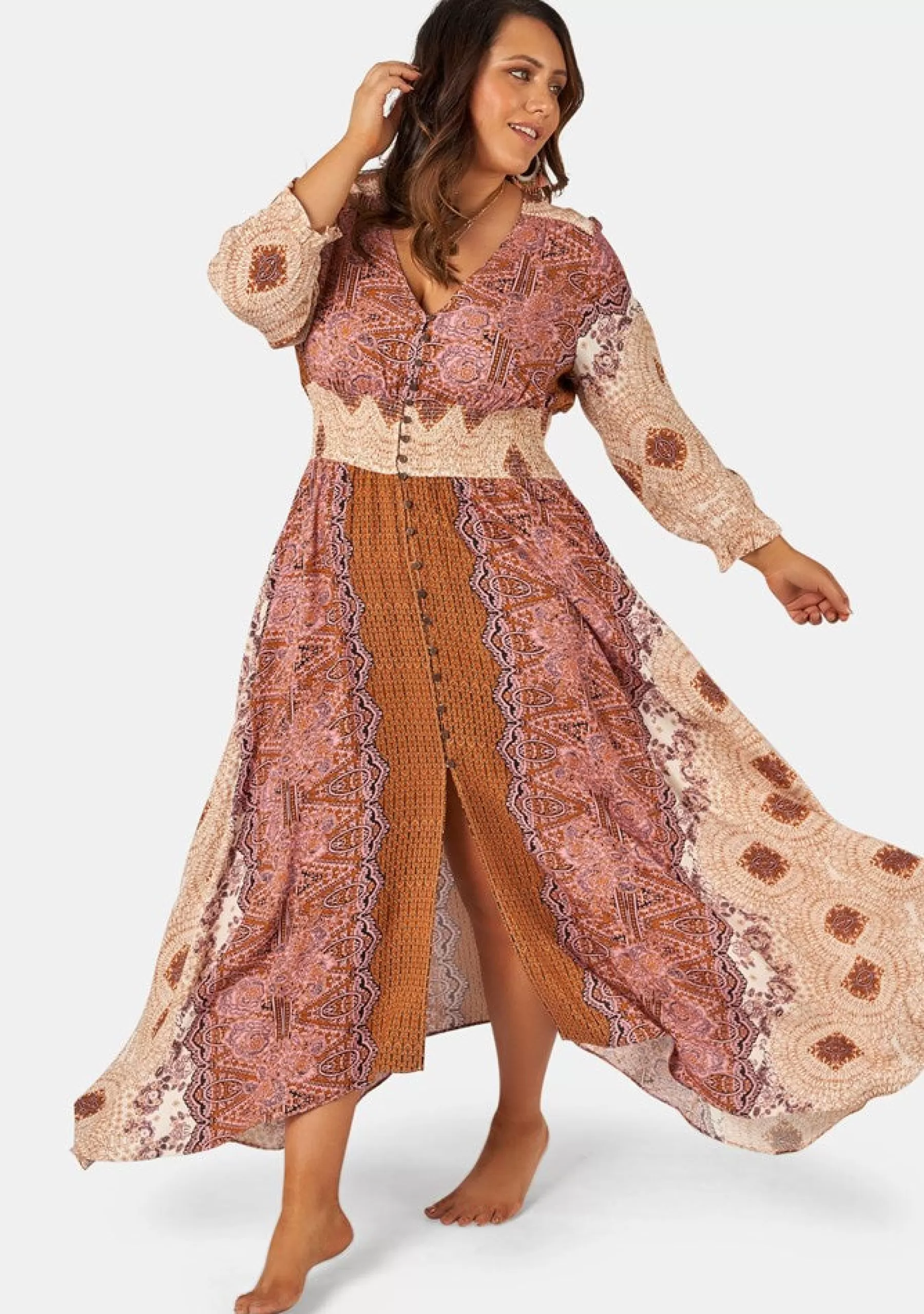 Curve Project Boho Dresses | Maxi Dresses>Brown Sugar Maxi Dress