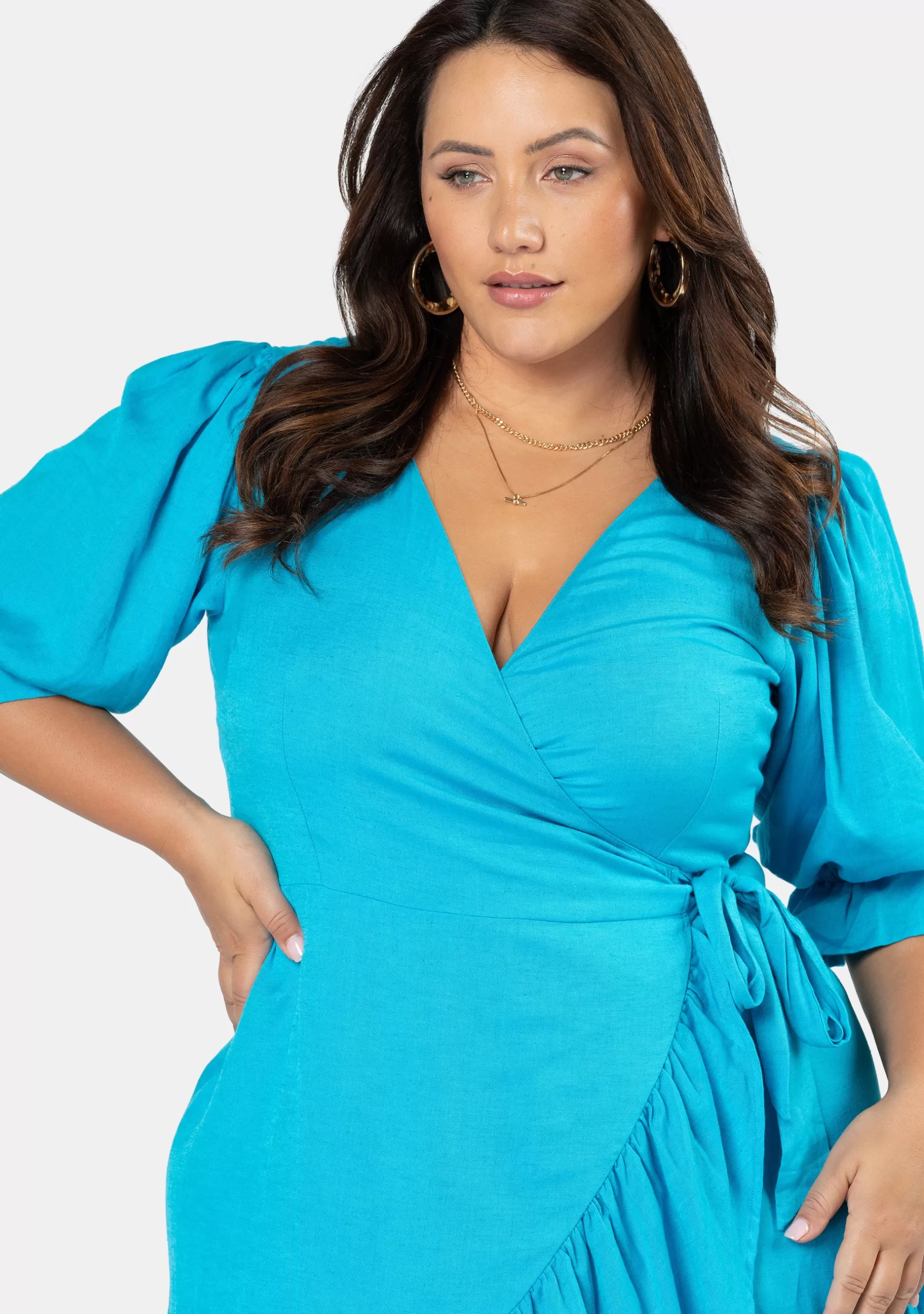 Curve Project Mini Dresses>Cartia Wrap Mini Dress