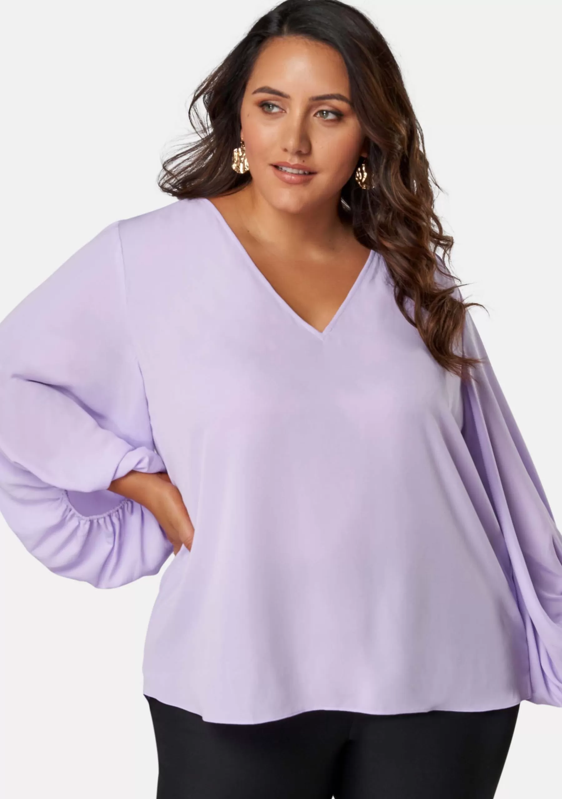 Curve Project Shirts & Blouses>Caterina Hi Lo Blouse