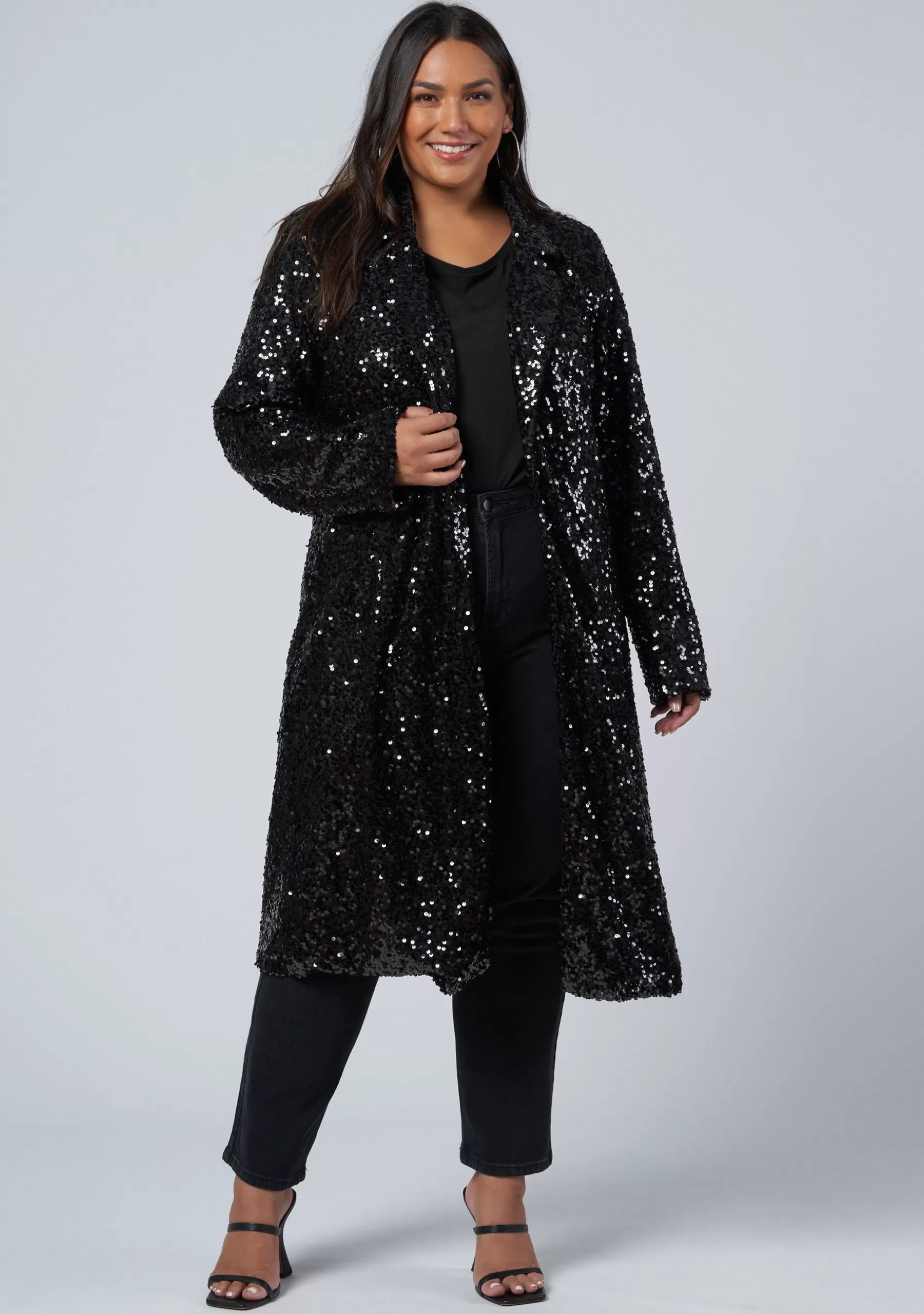 Curve Project Jackets & Coats>Chained Up Sequin Coat