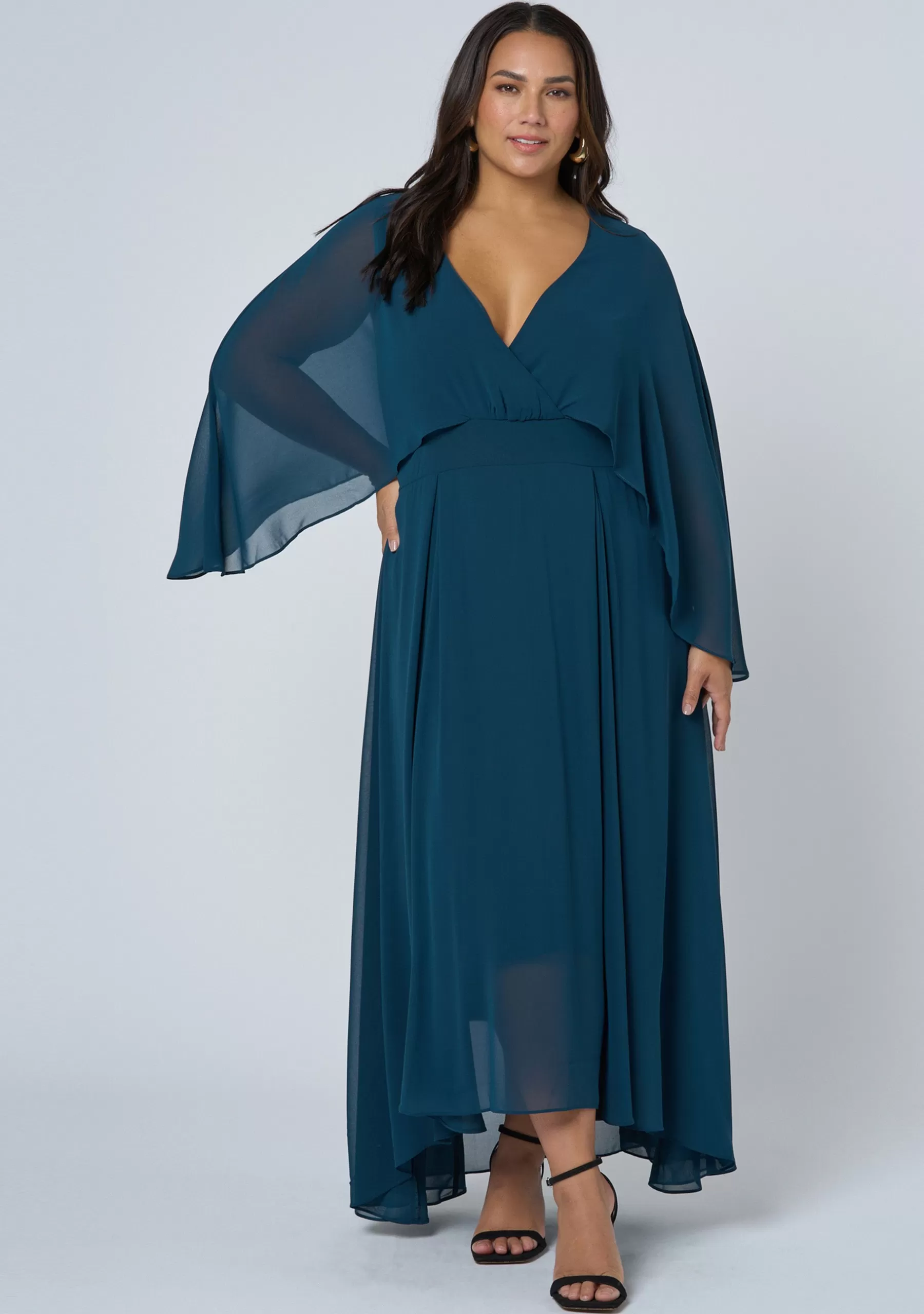 Curve Project Maxi Dresses>Electric Chemistry Cape Maxi Dress