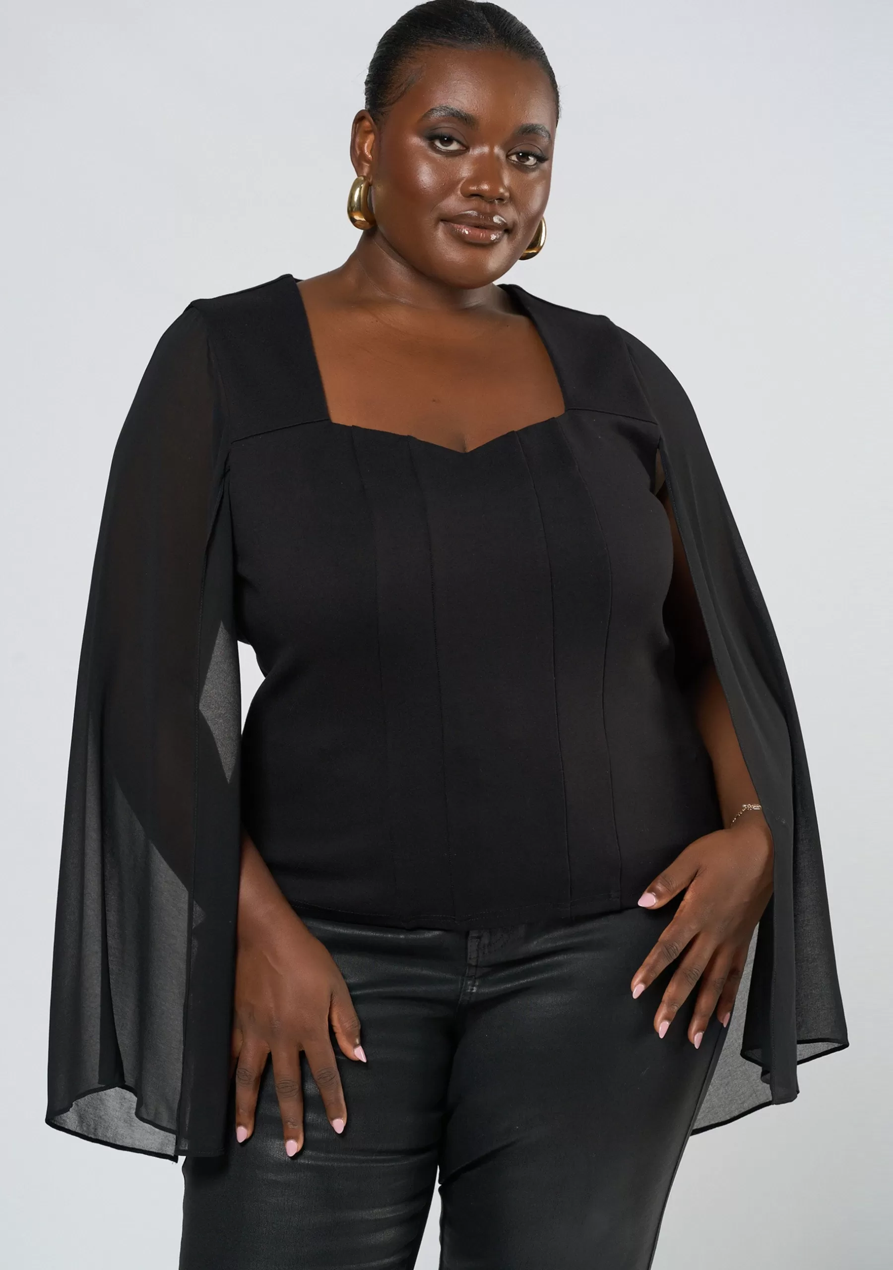 Curve Project Shirts & Blouses>Fire Eyes Cape Top