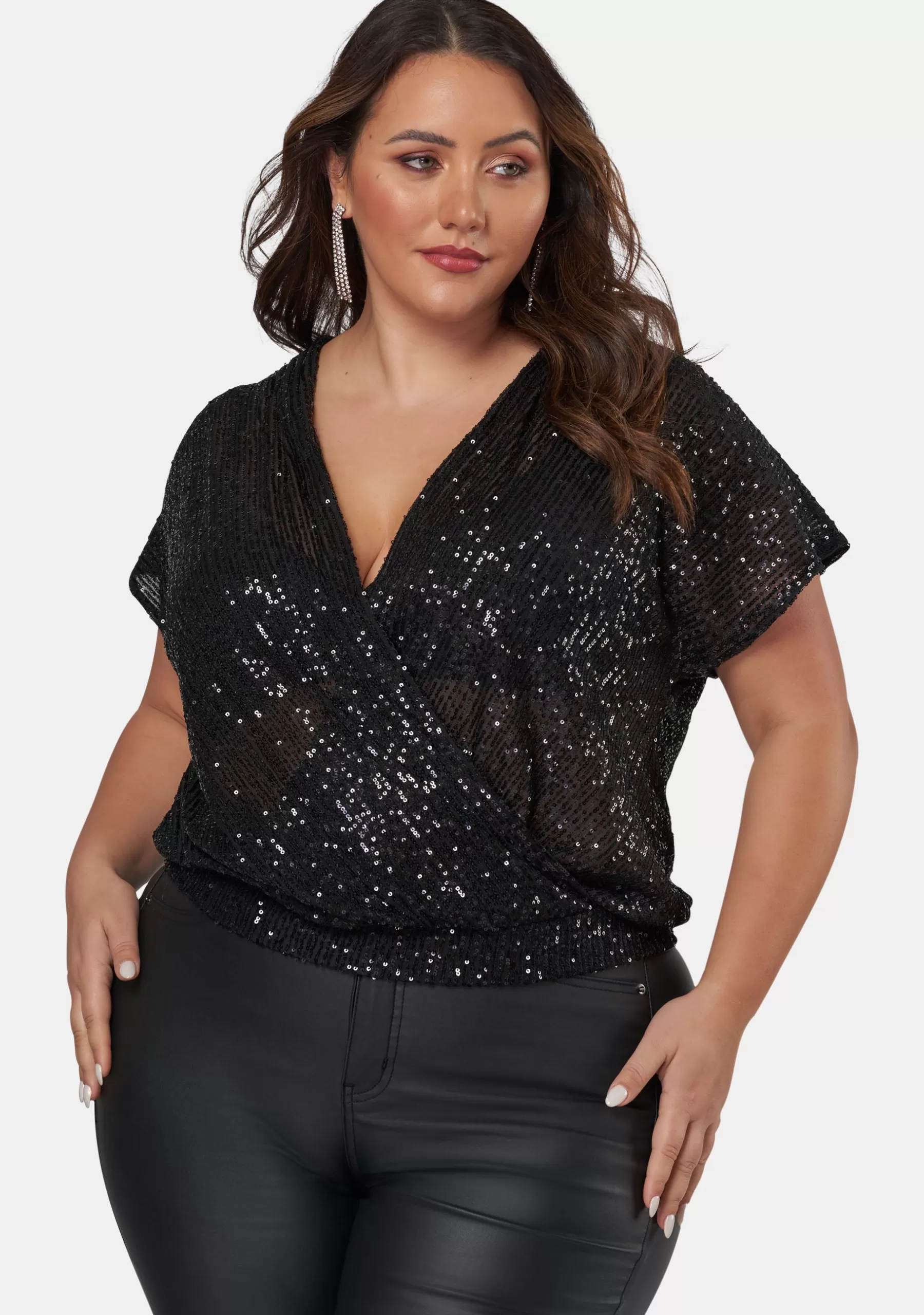 Curve Project Shirts & Blouses>Flashy Sequin Top