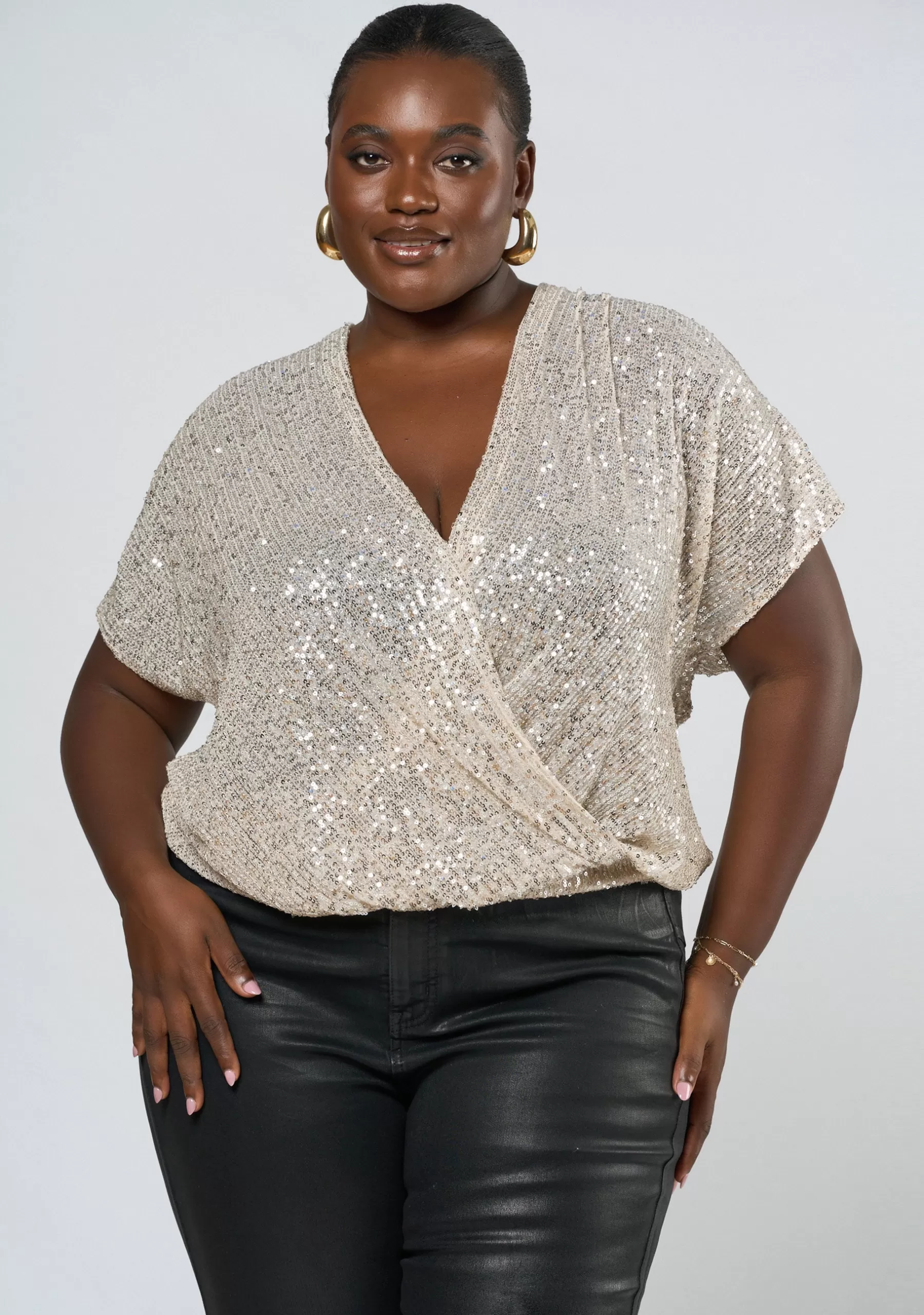 Curve Project Shirts & Blouses>Flashy Sequin Top