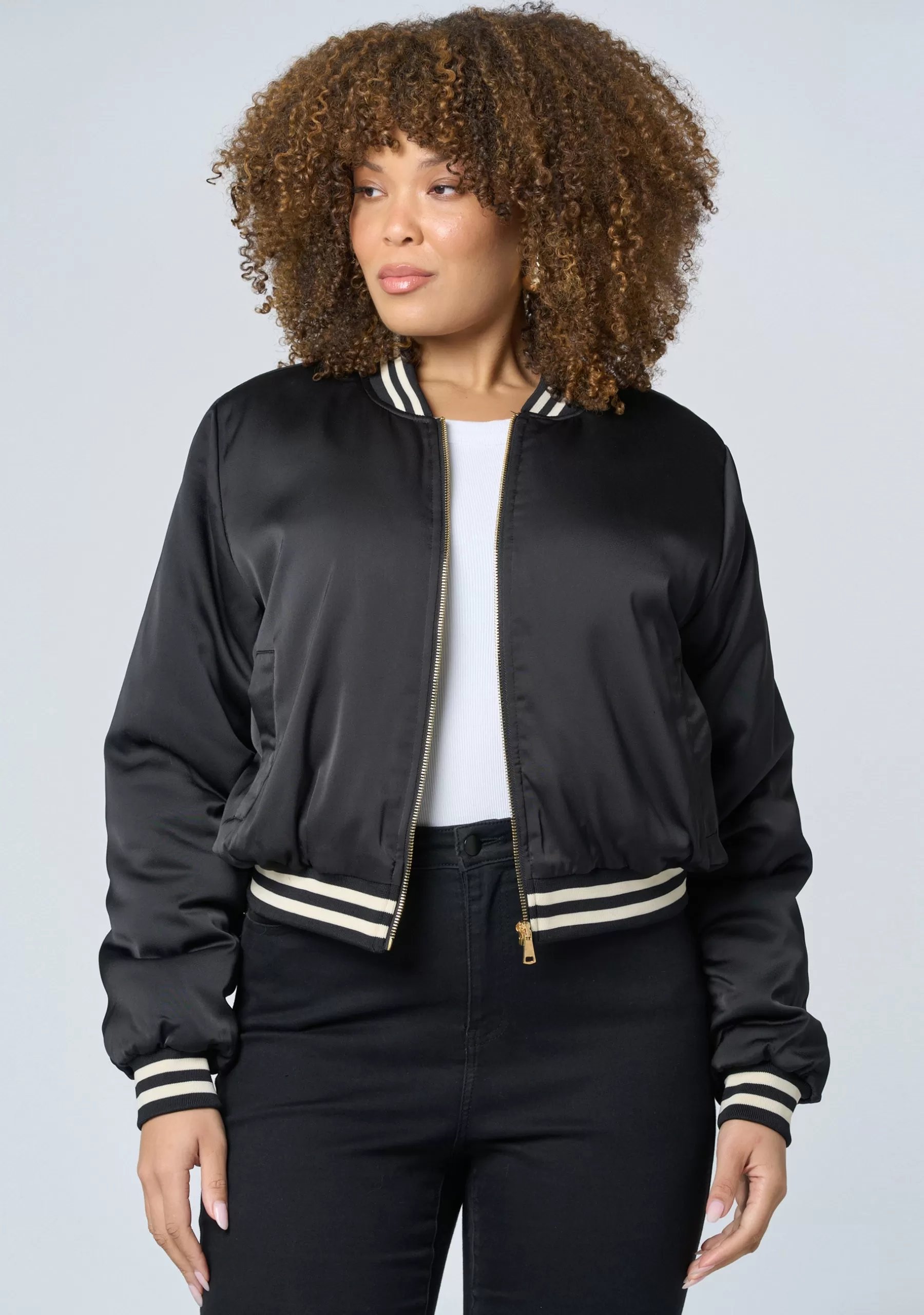 Curve Project Jackets & Coats>Force Of Nature Satin Bomber