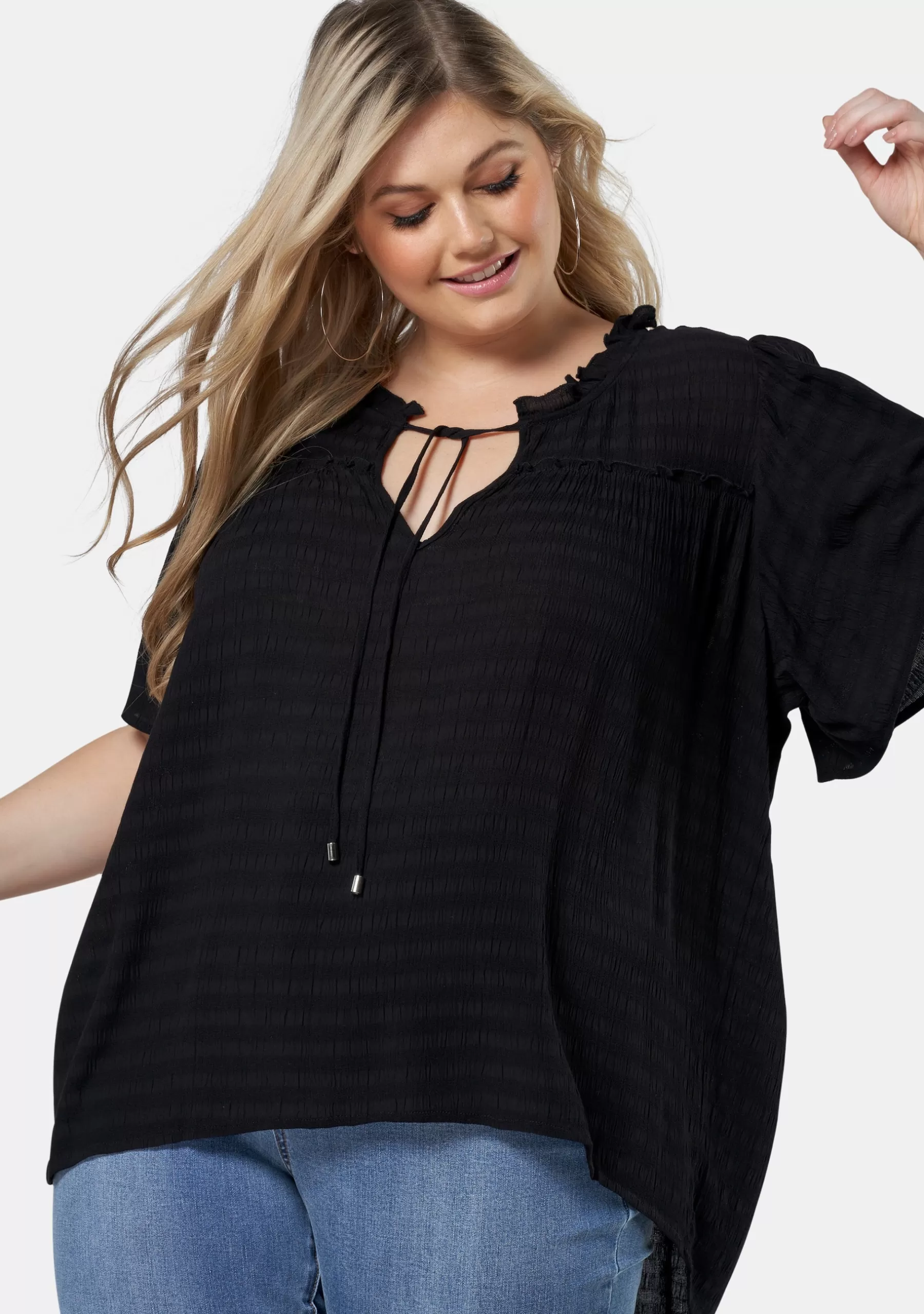 Curve Project Shirts & Blouses>Frances Flutter Sleeve Top