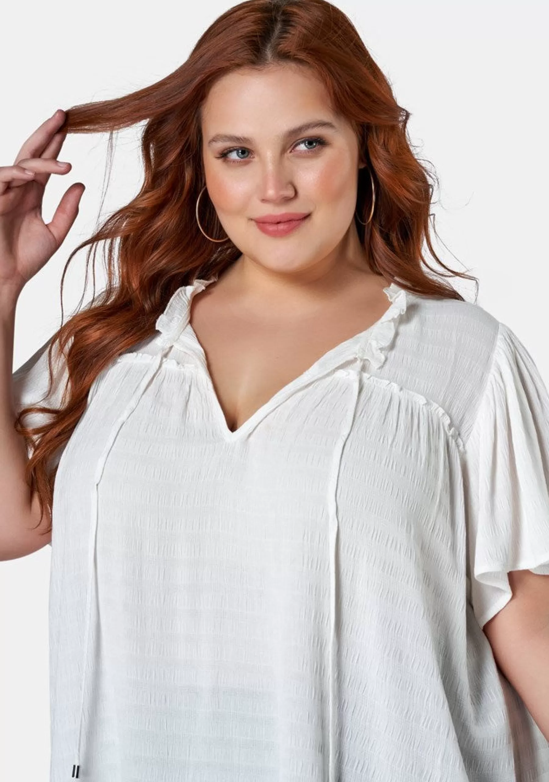 Curve Project Shirts & Blouses>Frances Flutter Sleeve Top