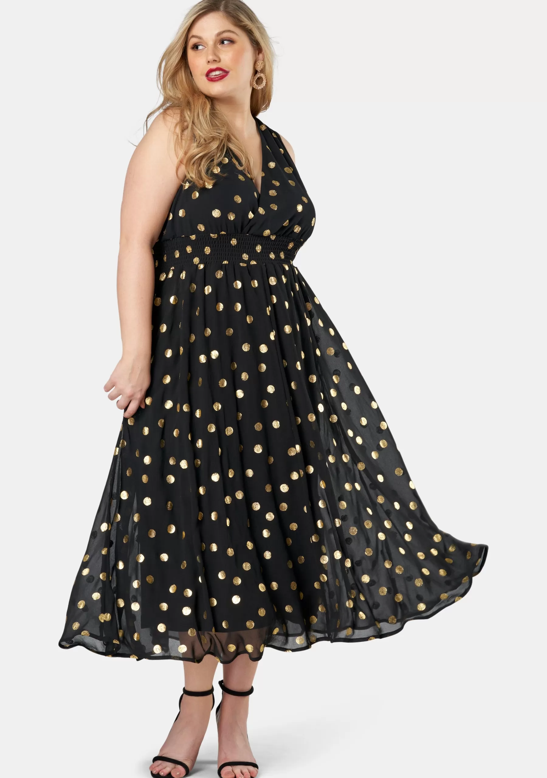 Curve Project Maxi Dresses>Gift Of Gold Spot Maxi Dress
