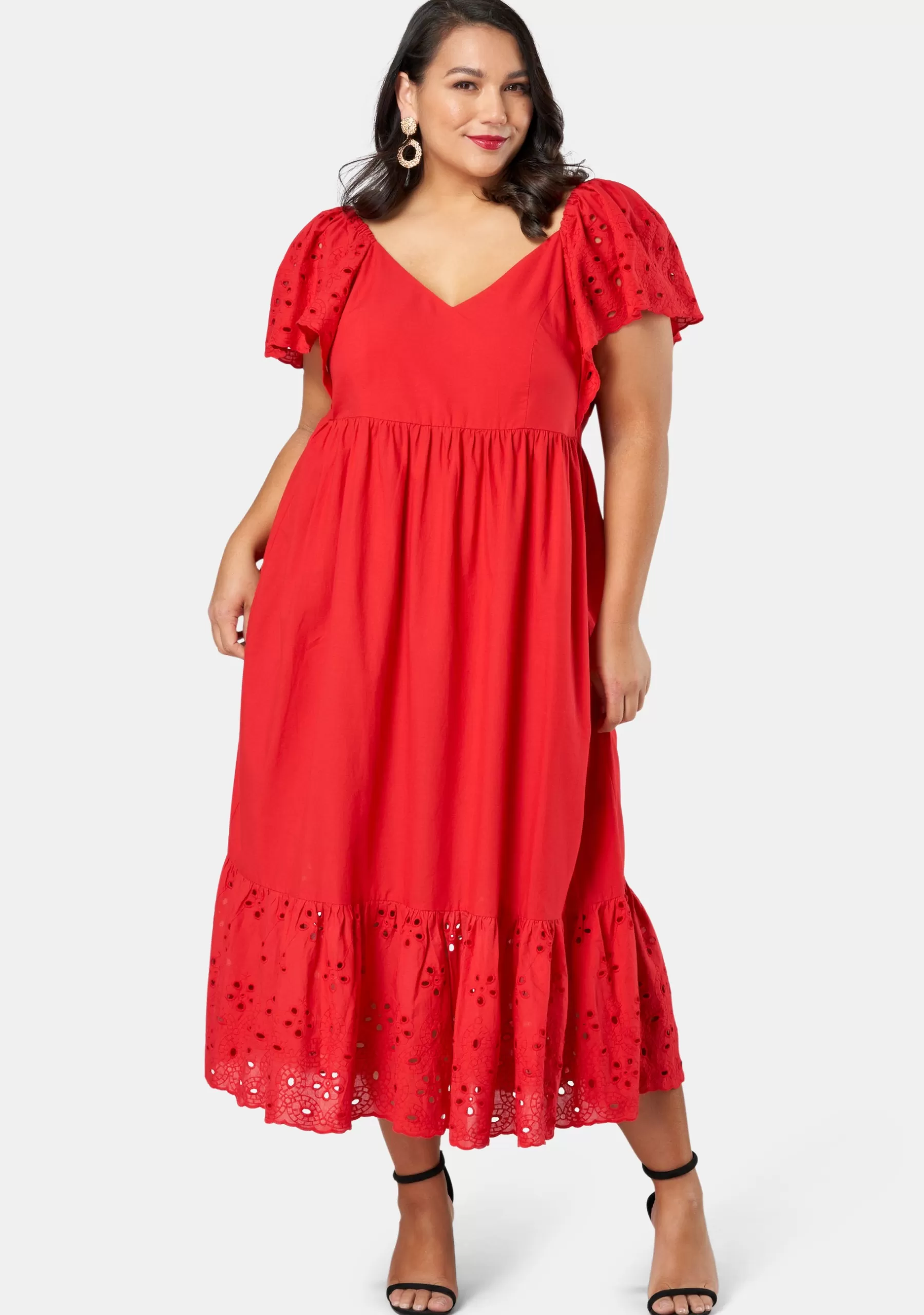Curve Project Maxi Dresses>Girlz Broderie Maxi Dress
