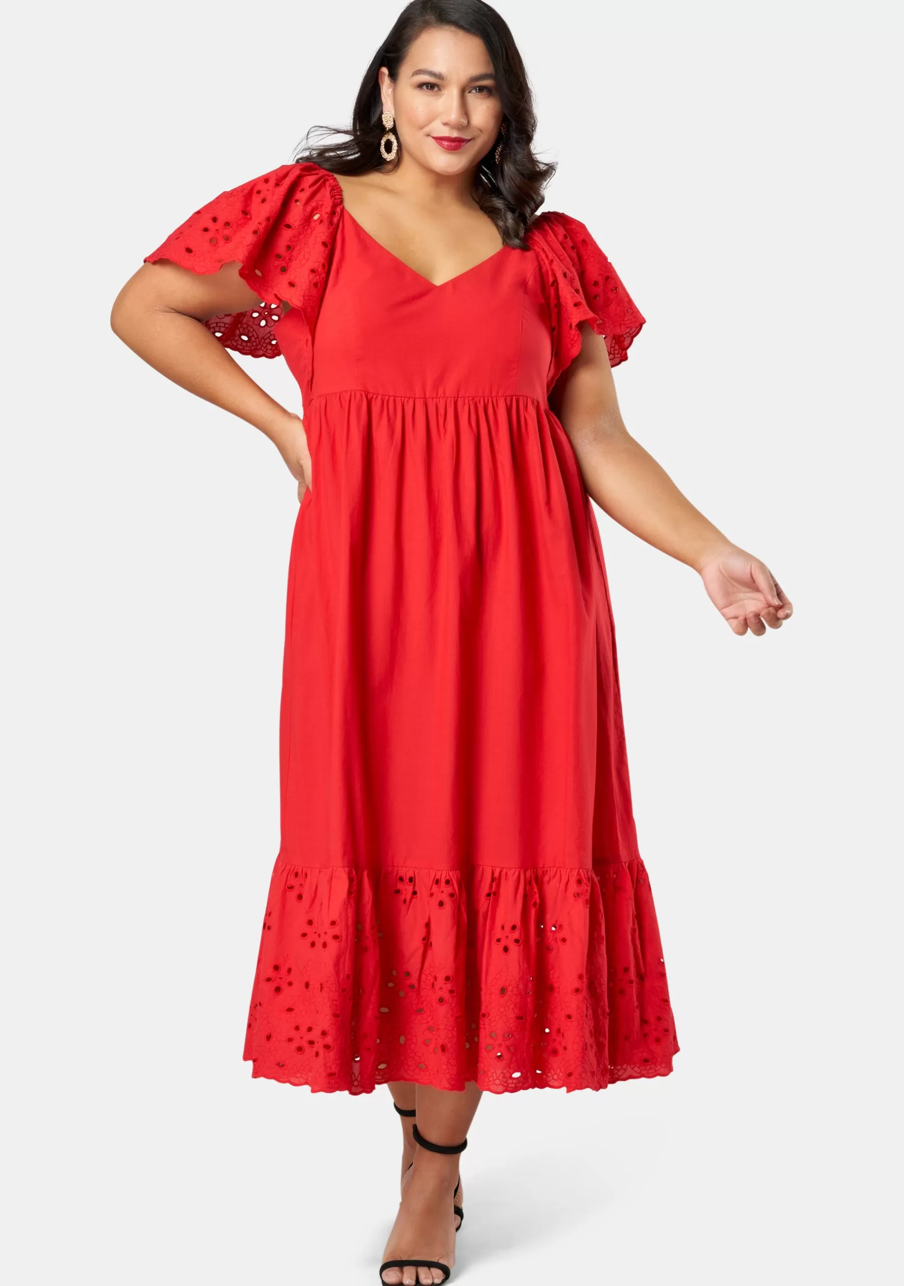 Curve Project Maxi Dresses>Girlz Broderie Maxi Dress