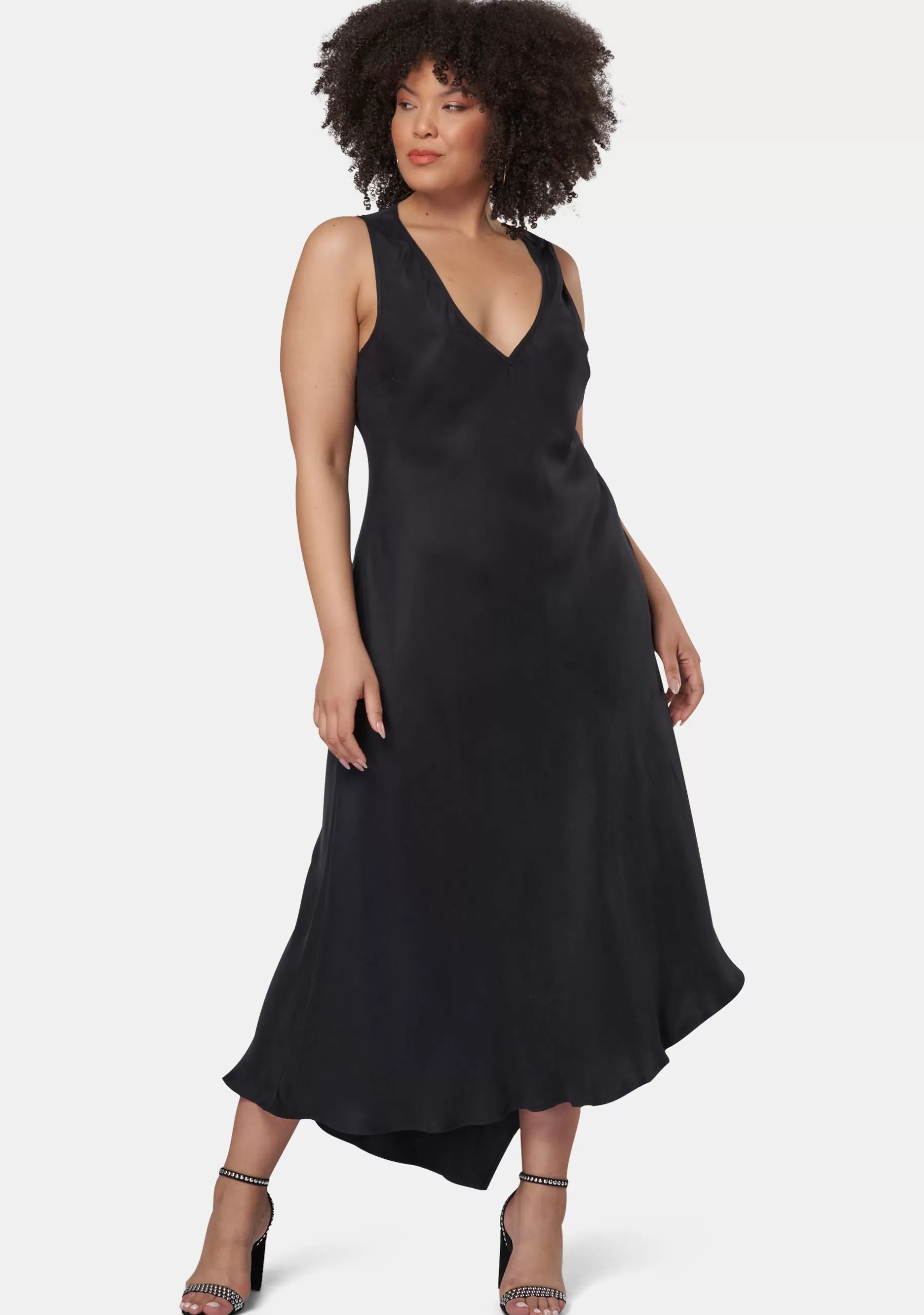 Curve Project Black Dresses | Midi Dresses>Hell & Back Asymmetric Midi Dress