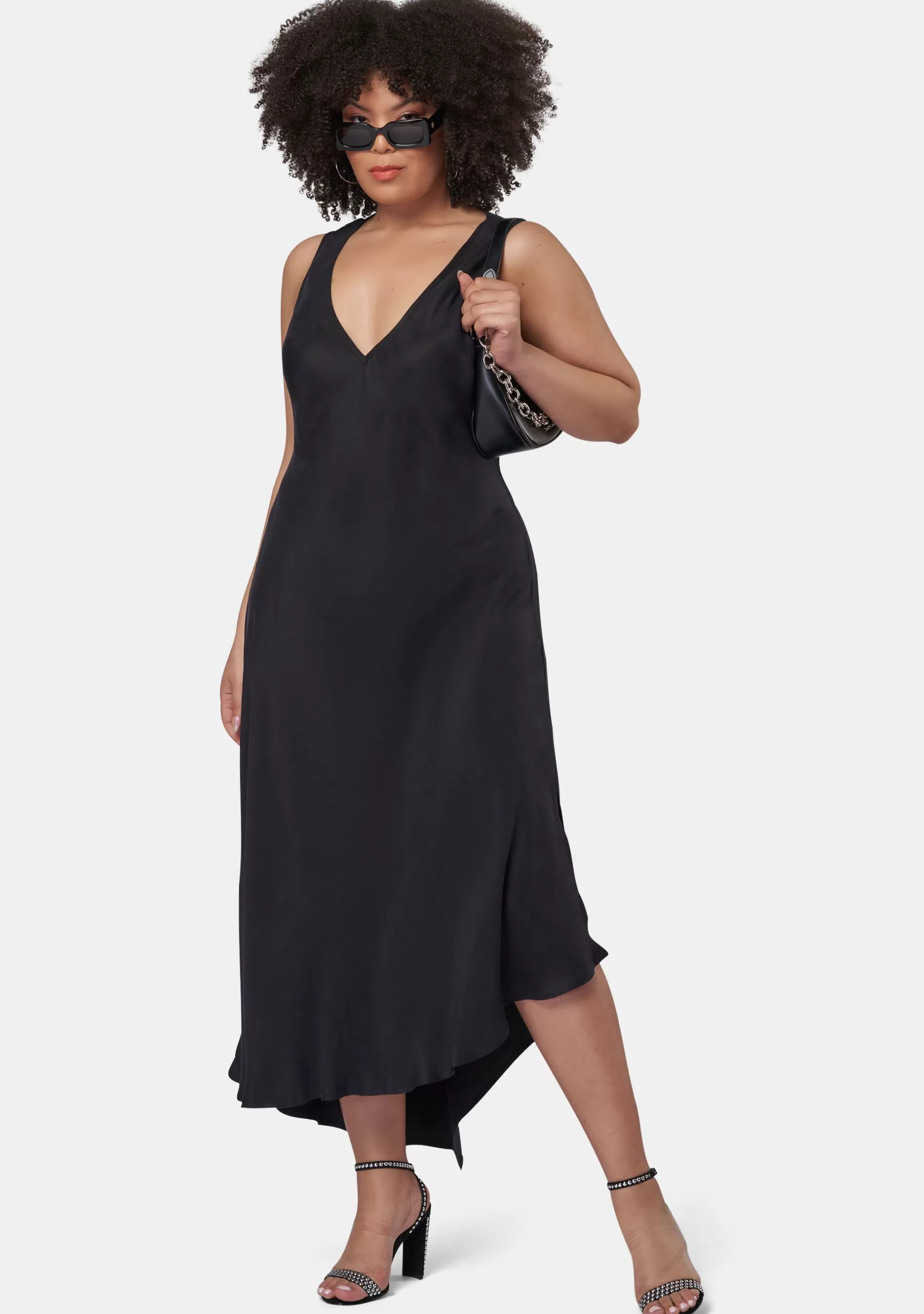 Curve Project Black Dresses | Midi Dresses>Hell & Back Asymmetric Midi Dress