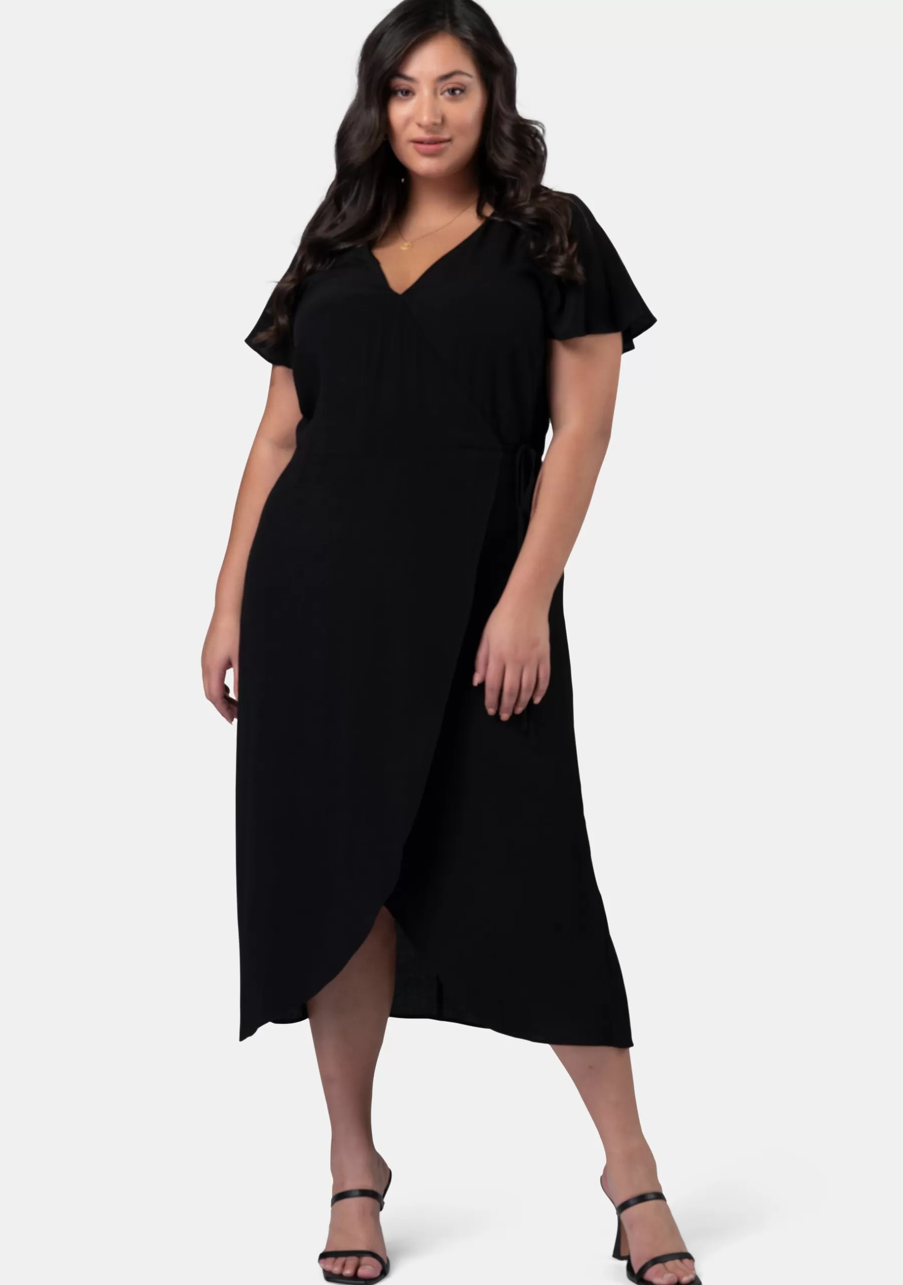 Curve Project Black Dresses | Midi Dresses>Irene Wrap Midi Dress