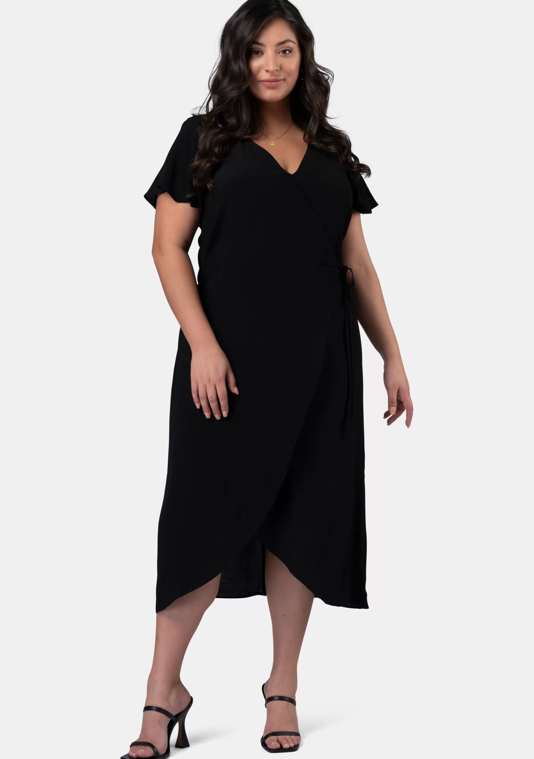 Curve Project Black Dresses | Midi Dresses>Irene Wrap Midi Dress