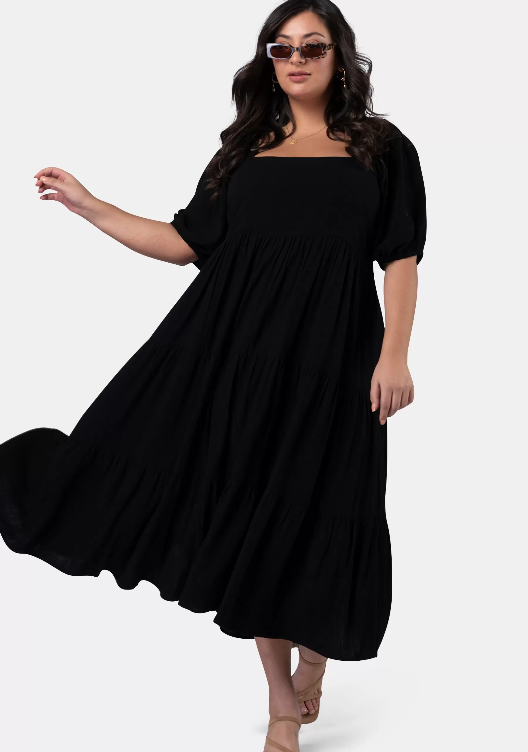 Curve Project Black Dresses | Maxi Dresses>Isadora Balloon Sleeve Maxi Dress