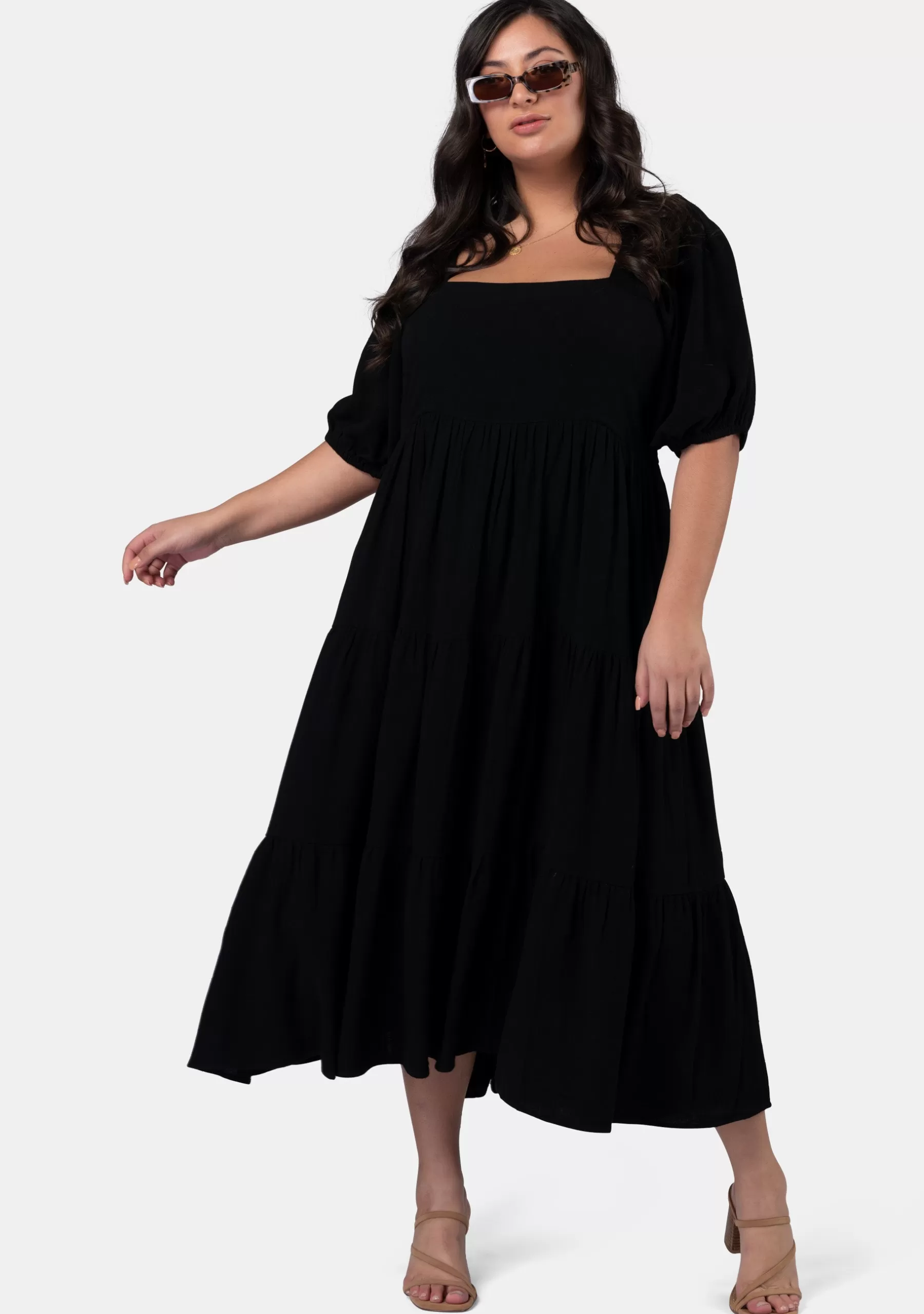Curve Project Black Dresses | Maxi Dresses>Isadora Balloon Sleeve Maxi Dress