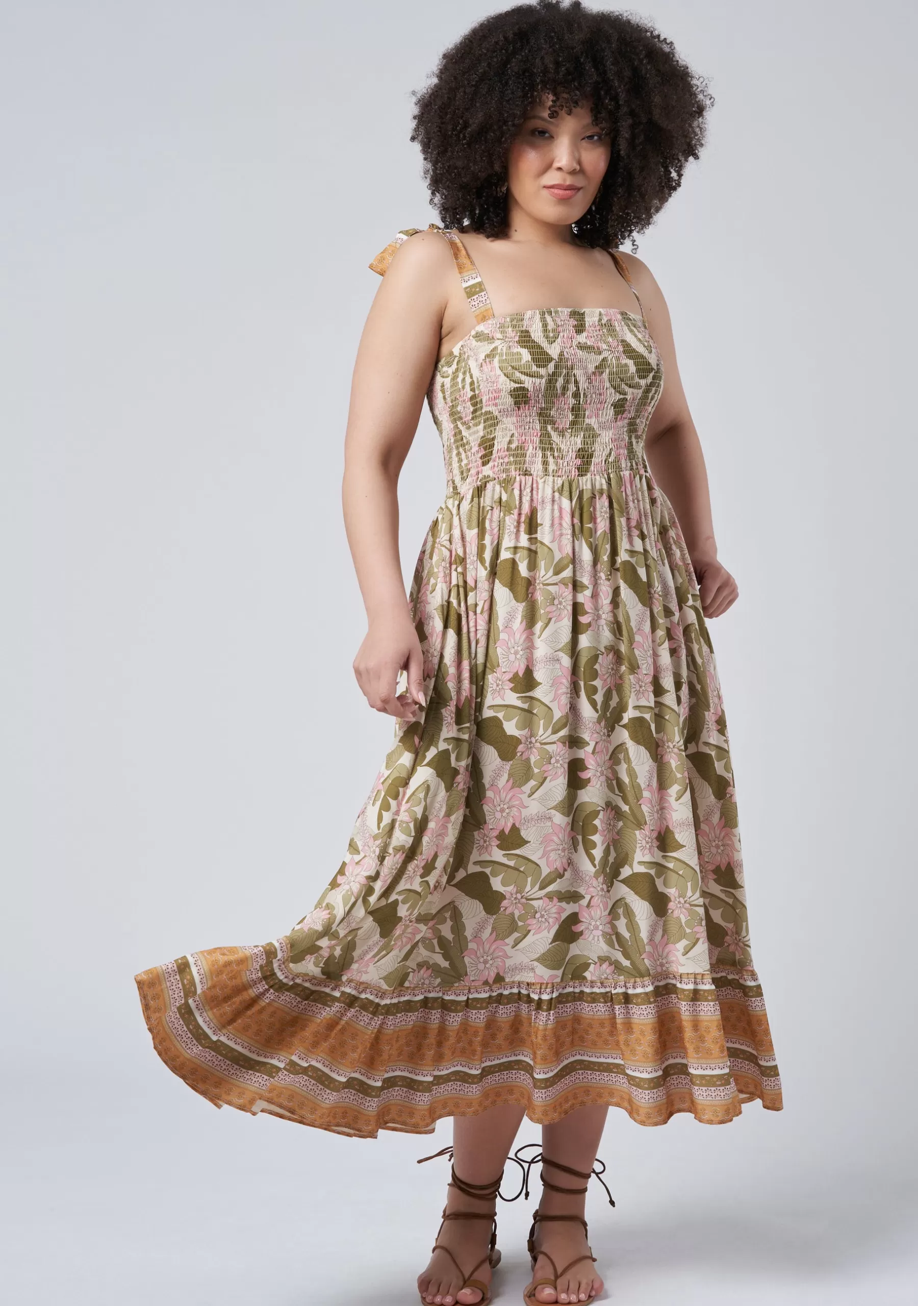 Curve Project Maxi Dresses>Isla Leaf Print Maxi Dress