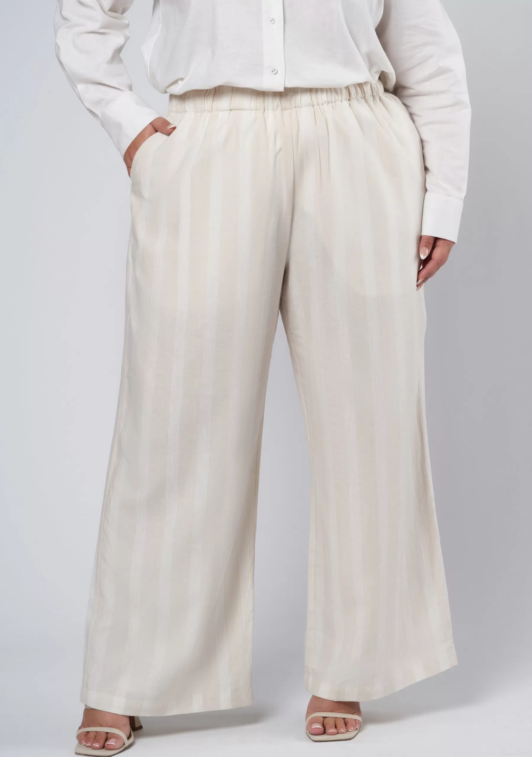 Curve Project Pants>Issa Striped Linen Pants