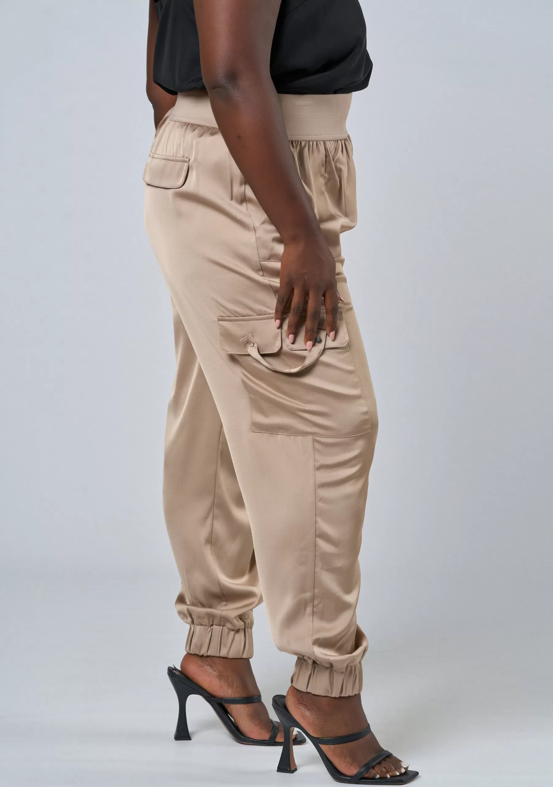 Curve Project Pants>Jaded Satin Cargo Pant