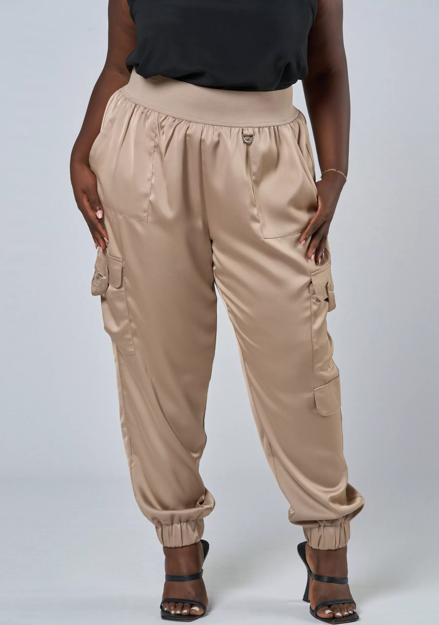 Curve Project Pants>Jaded Satin Cargo Pant