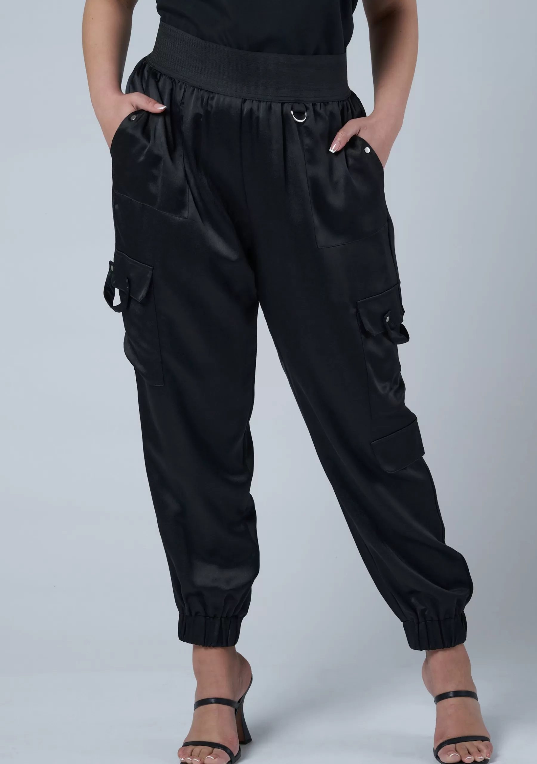 Curve Project Pants>Jaded Satin Cargo Pants