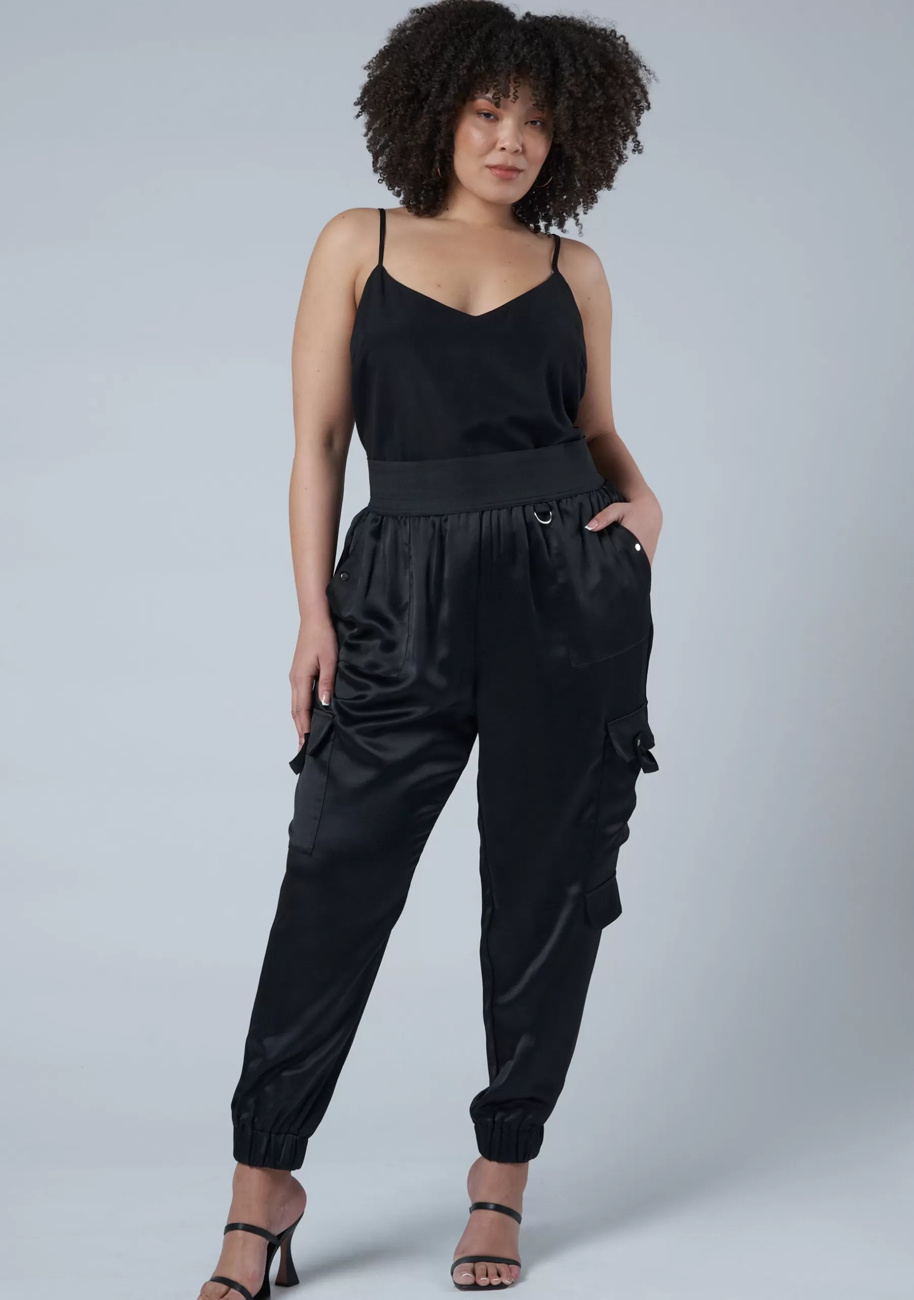 Curve Project Pants>Jaded Satin Cargo Pants