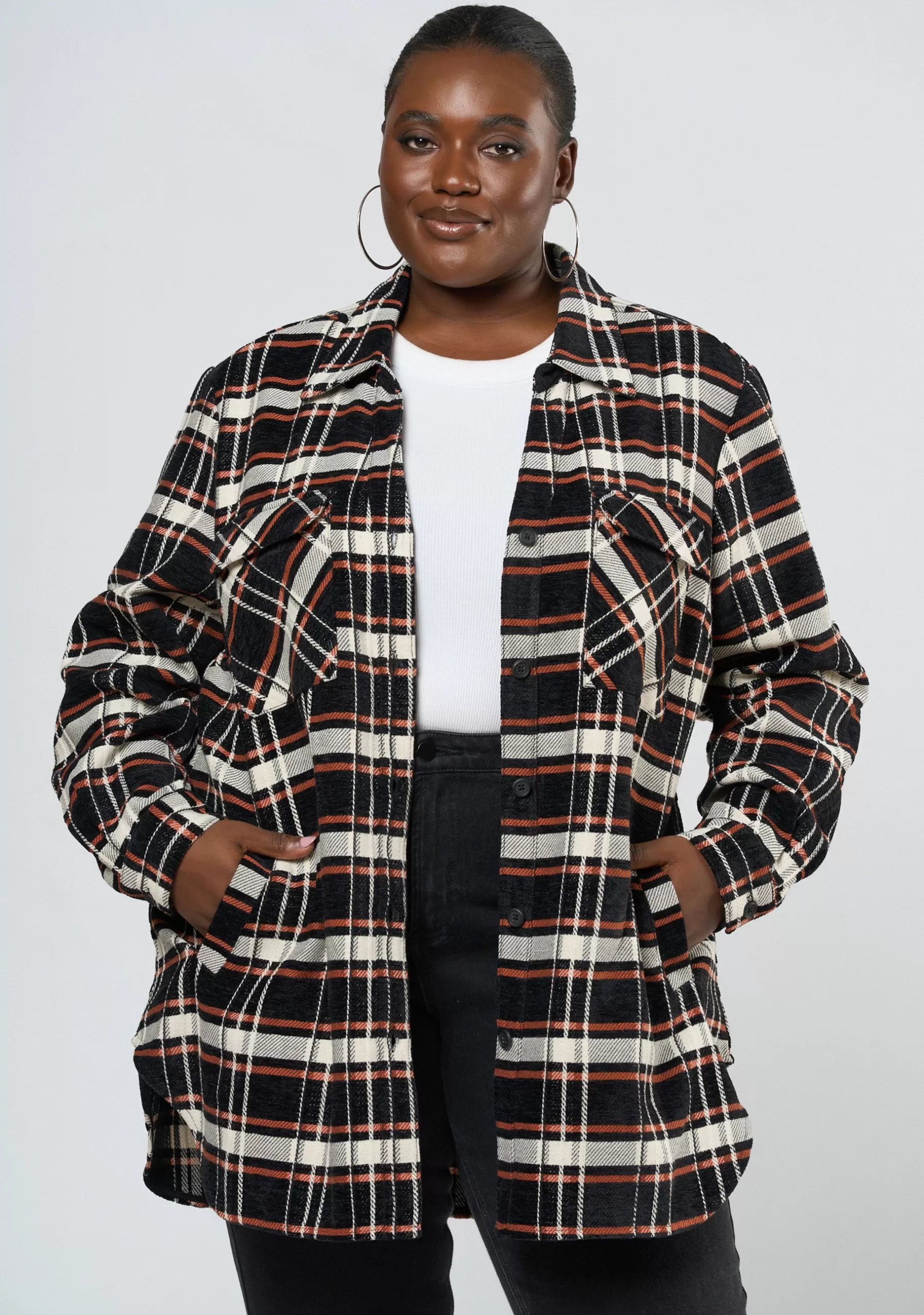 Curve Project Jackets & Coats>Jenna Check Shacket