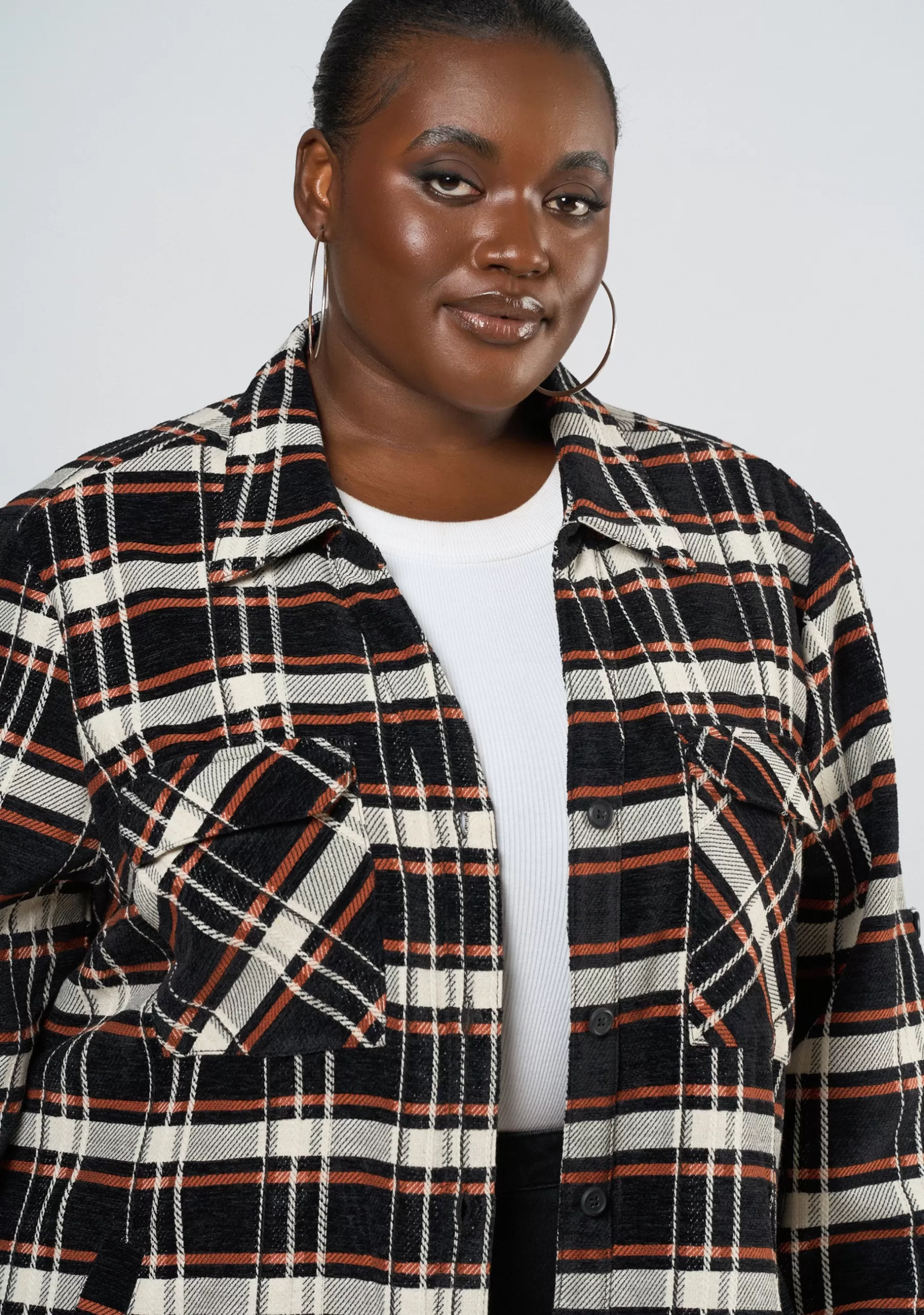Curve Project Jackets & Coats>Jenna Check Shacket