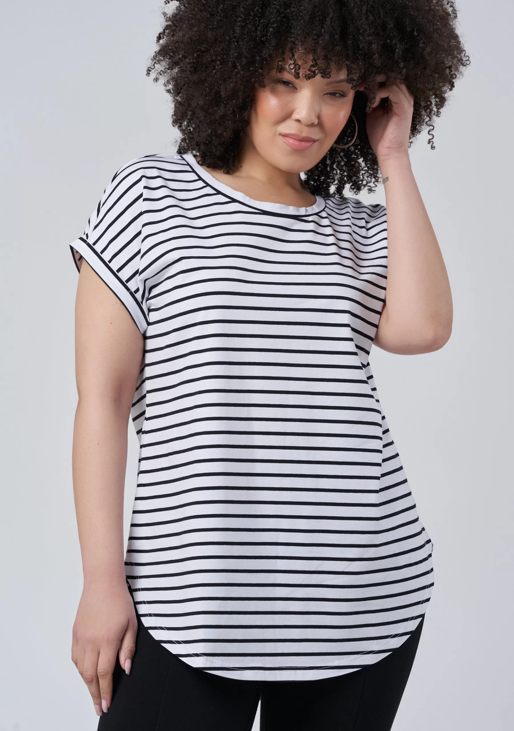 Curve Project T-Shirts>Lauren Longline Stripe Tee