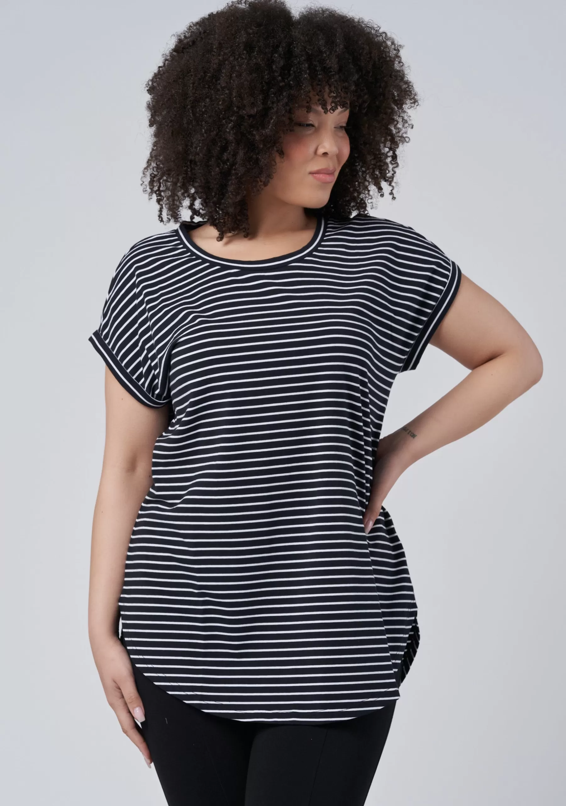 Curve Project T-Shirts>Lauren Longline Stripe Tee