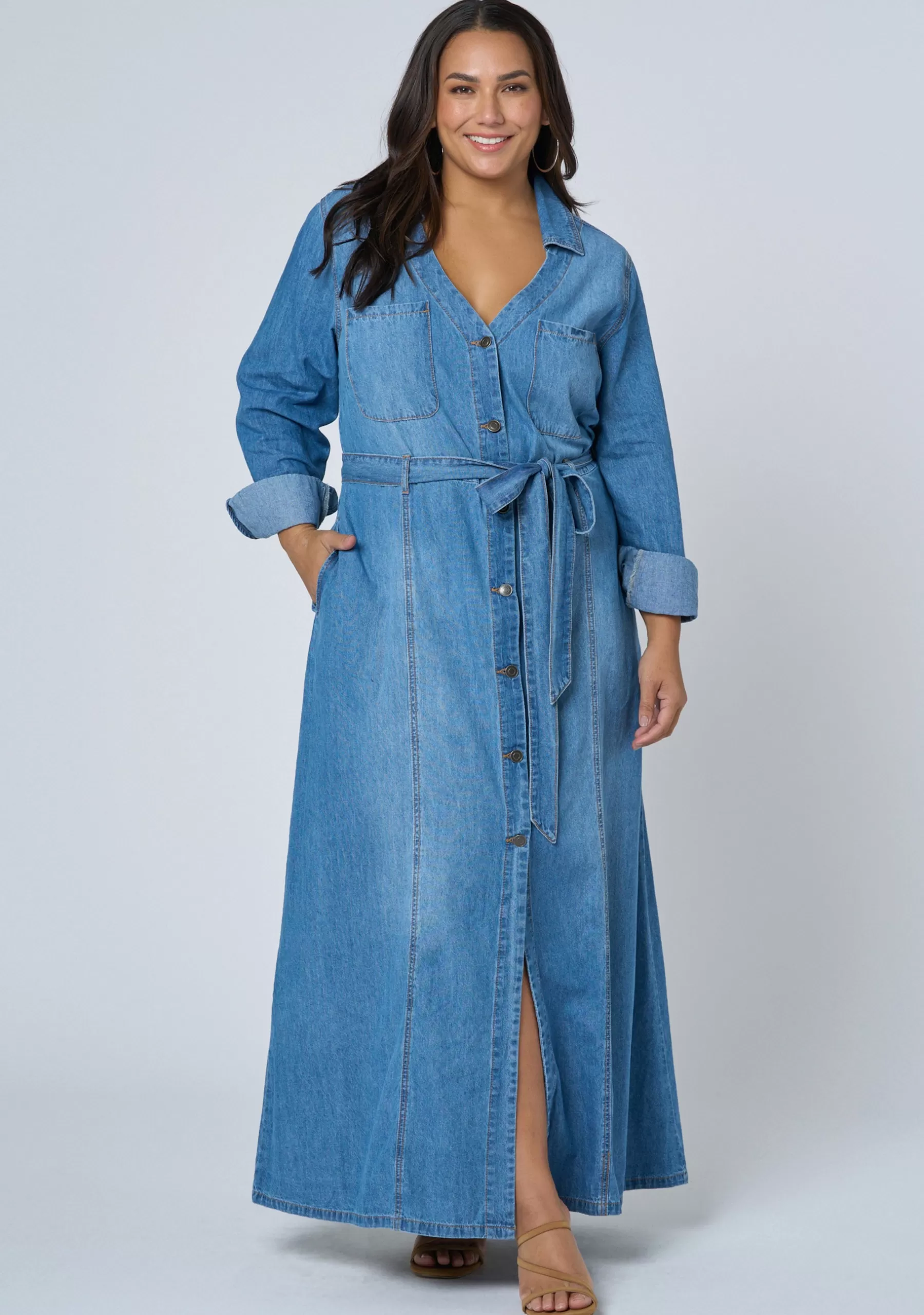 Curve Project Denim | Maxi Dresses>Leah Chambray Maxi Dress