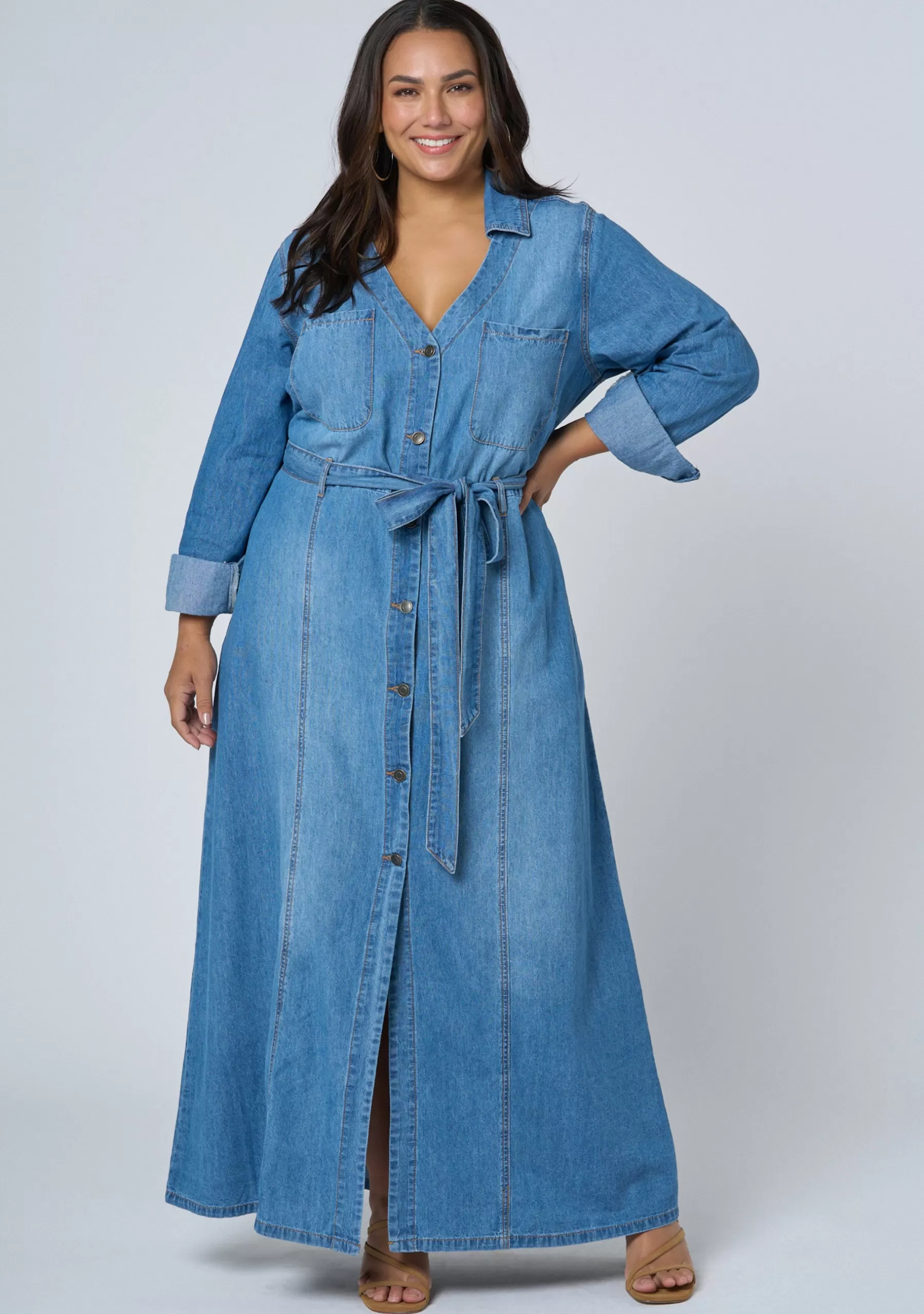 Curve Project Denim | Maxi Dresses>Leah Chambray Maxi Dress