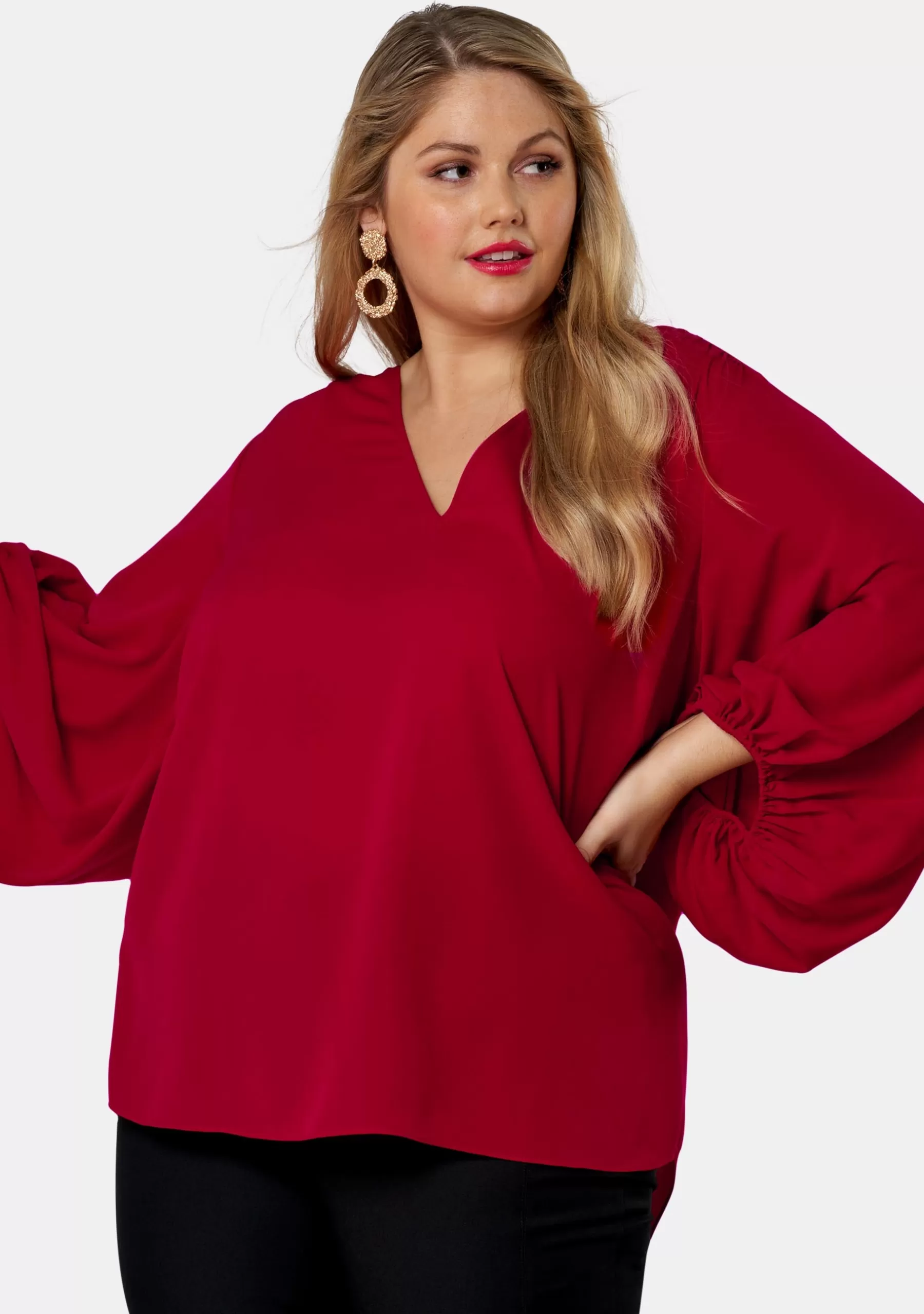 Curve Project Shirts & Blouses>Lipstick Heat Blouse