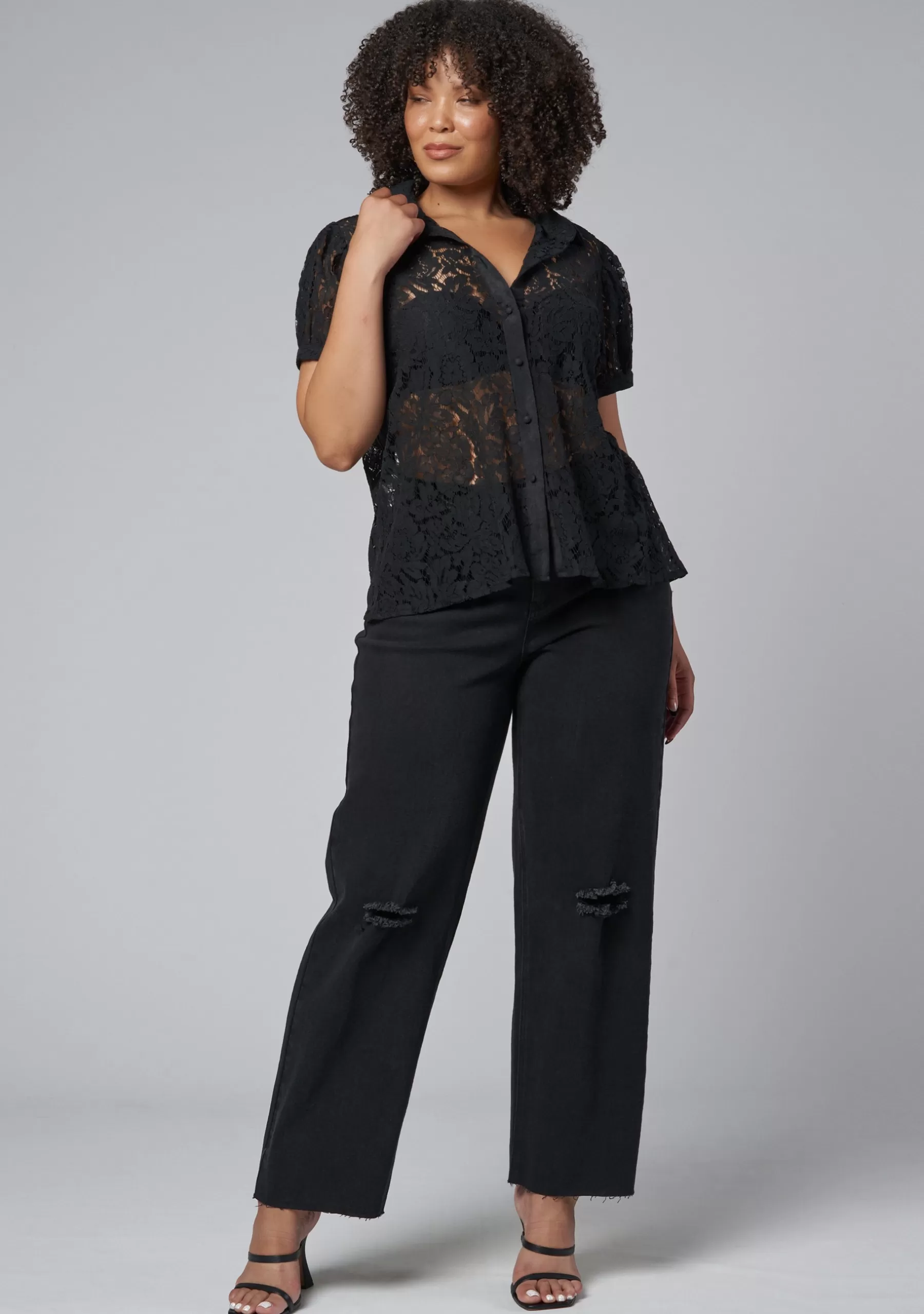 Curve Project Shirts & Blouses>Love Lost Lace Shirt